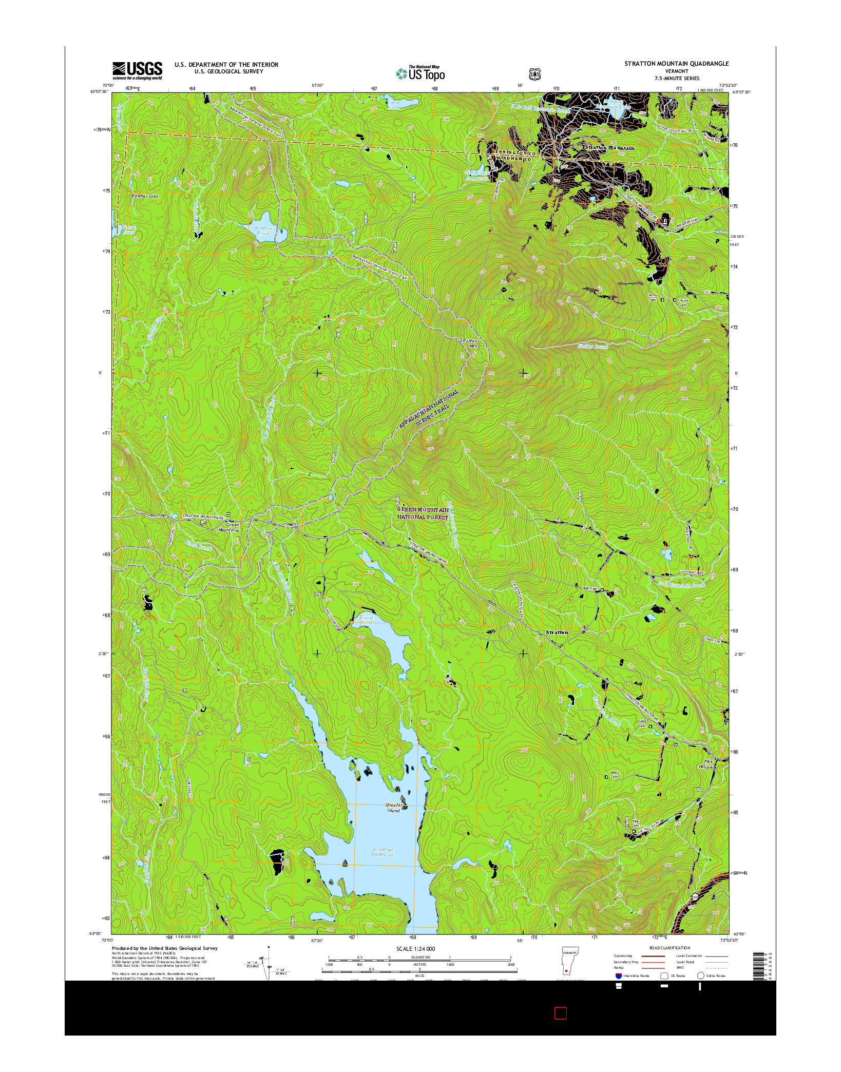 USGS US TOPO 7.5-MINUTE MAP FOR STRATTON MOUNTAIN, VT 2015