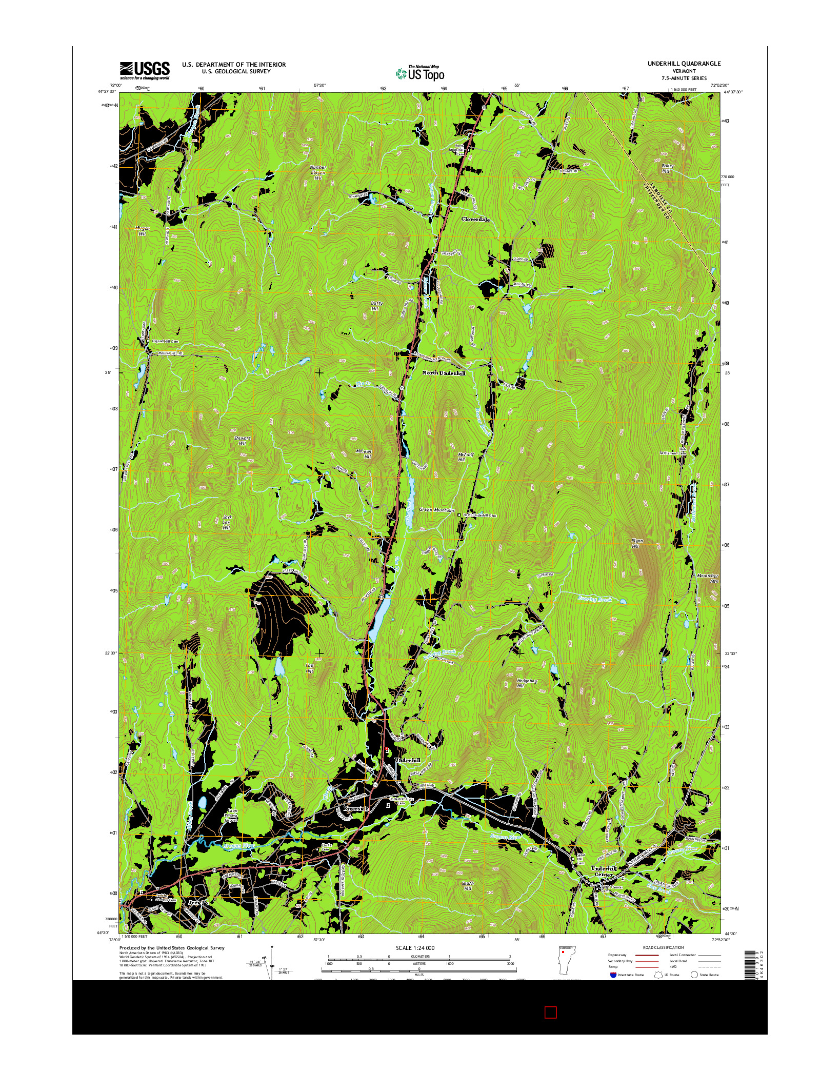 USGS US TOPO 7.5-MINUTE MAP FOR UNDERHILL, VT 2015