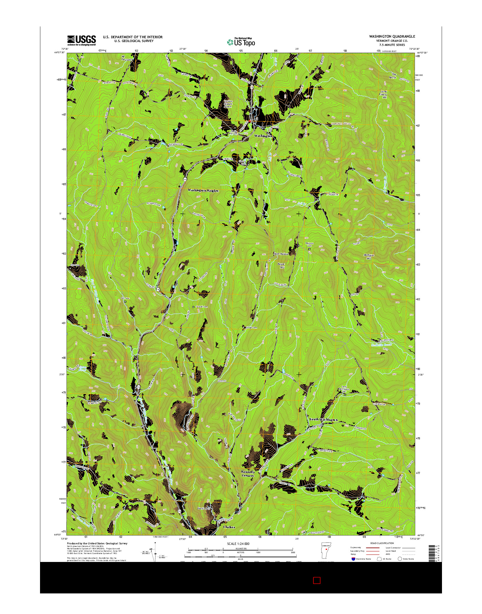 USGS US TOPO 7.5-MINUTE MAP FOR WASHINGTON, VT 2015