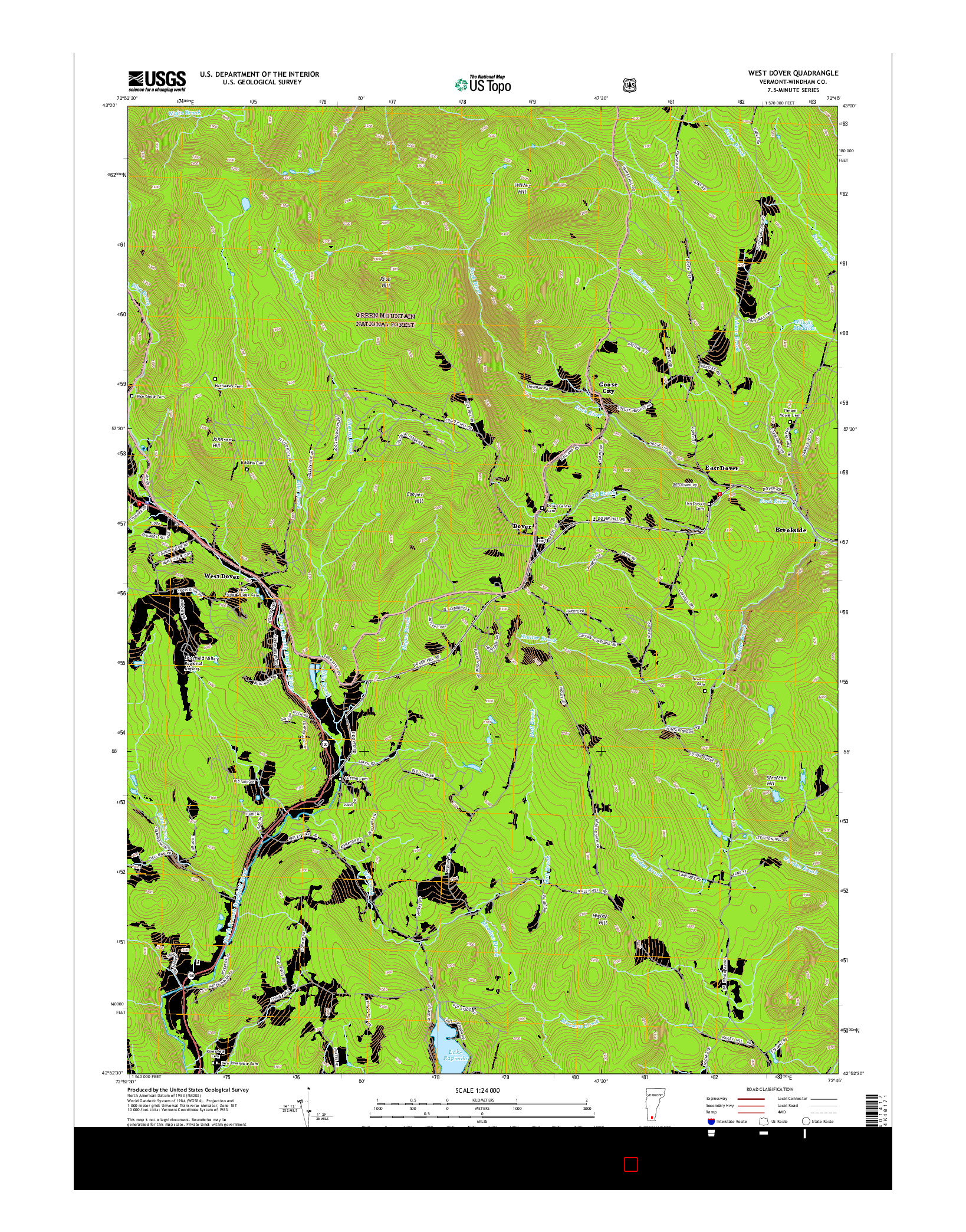 USGS US TOPO 7.5-MINUTE MAP FOR WEST DOVER, VT 2015