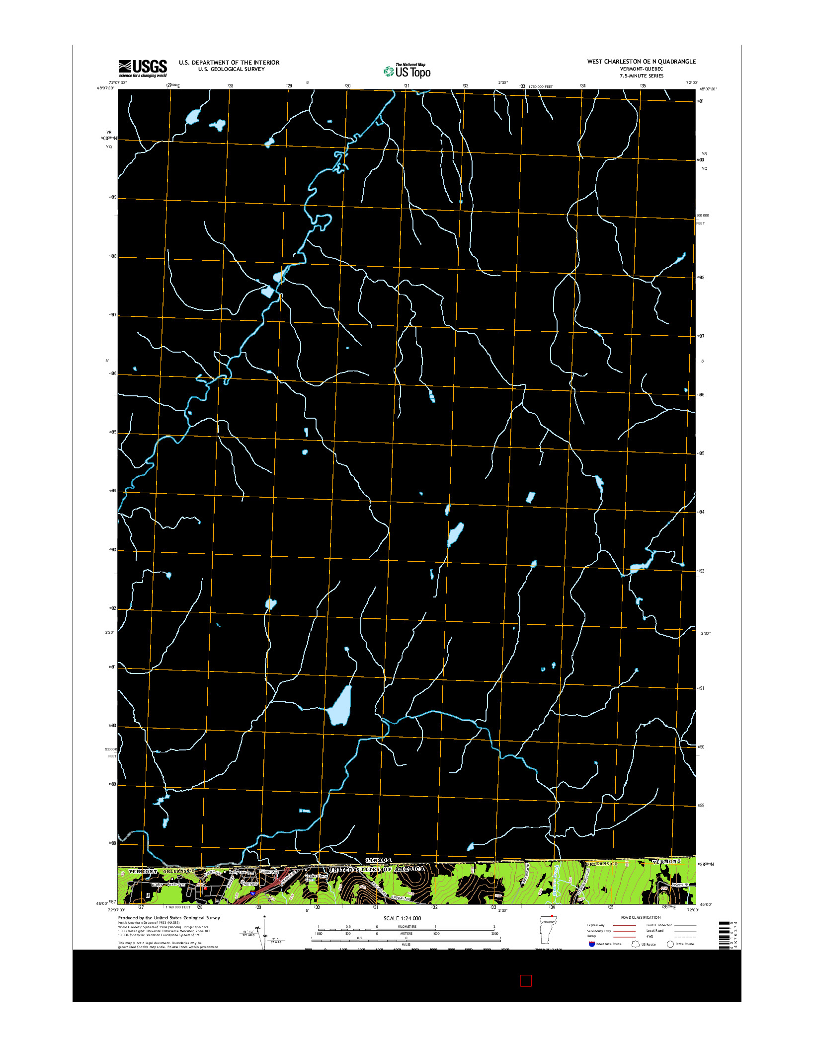 USGS US TOPO 7.5-MINUTE MAP FOR WEST CHARLESTON OE N, VT-QC 2015