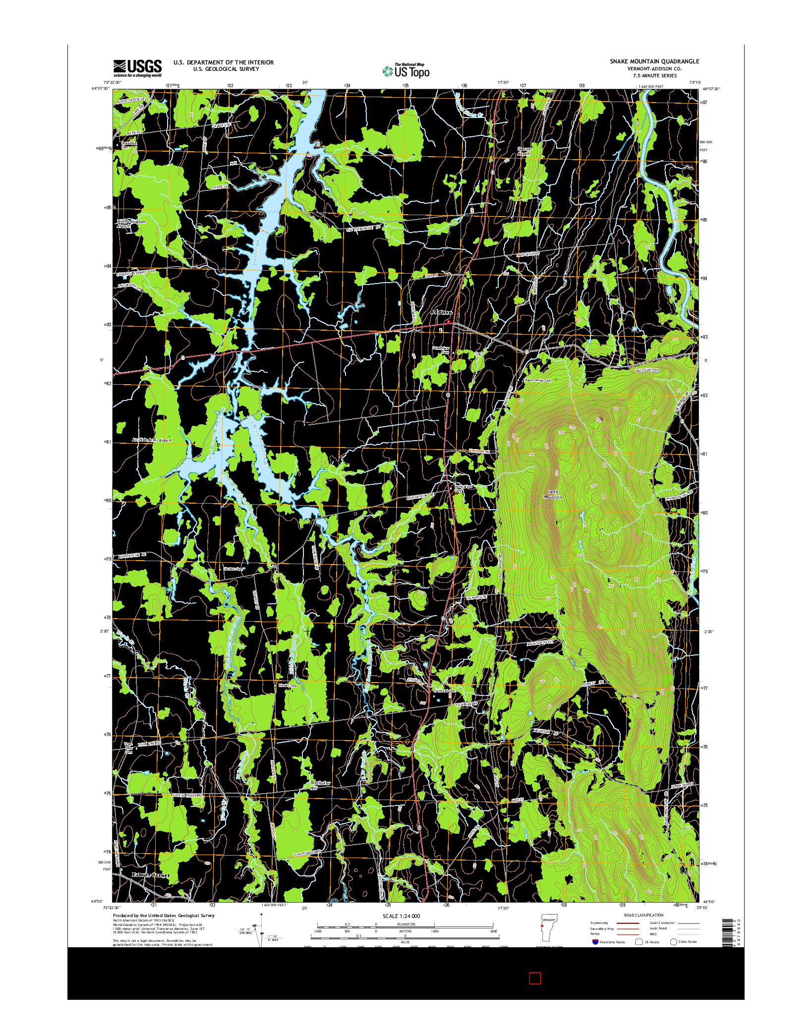 USGS US TOPO 7.5-MINUTE MAP FOR SNAKE MOUNTAIN, VT 2015