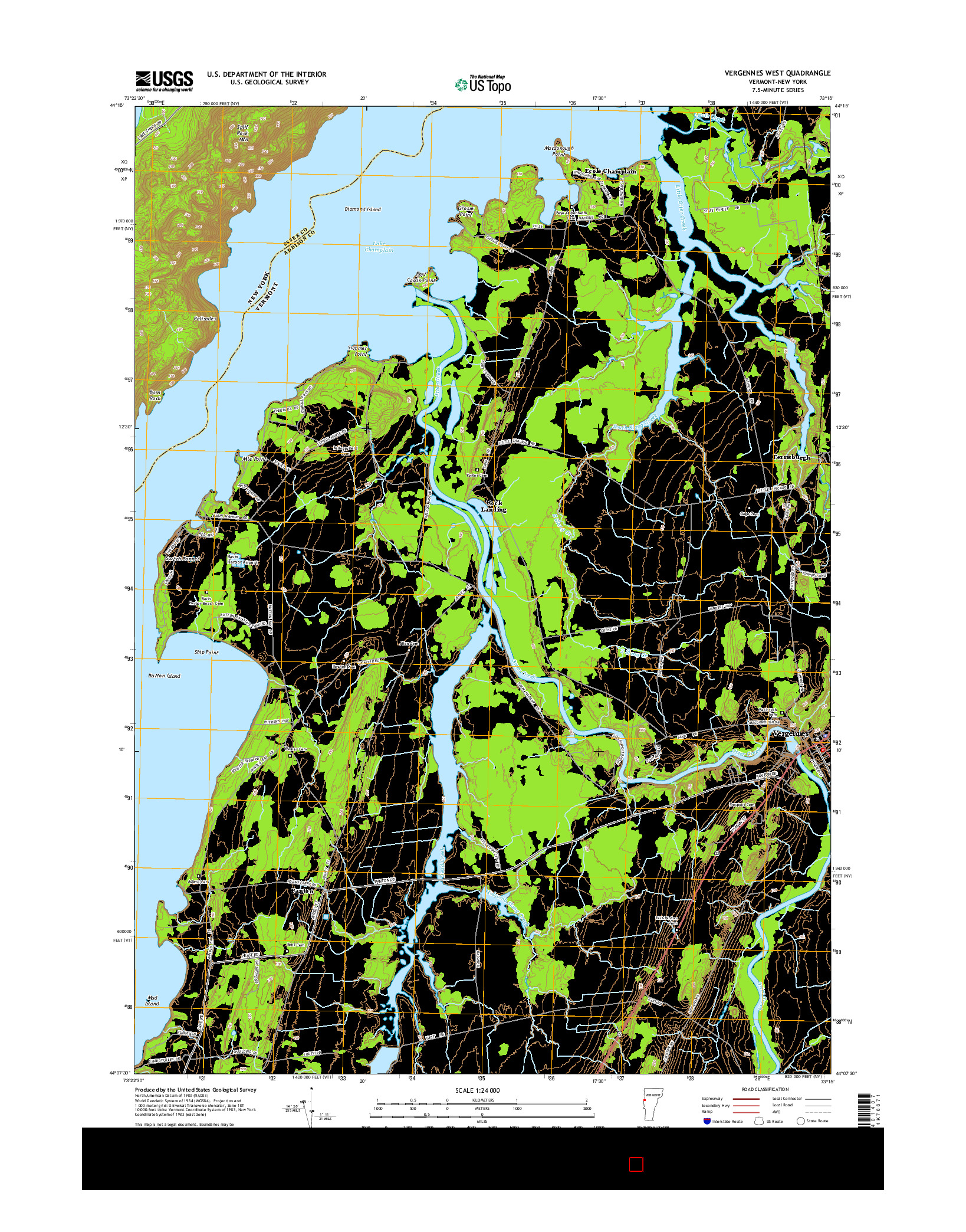 USGS US TOPO 7.5-MINUTE MAP FOR VERGENNES WEST, VT-NY 2015