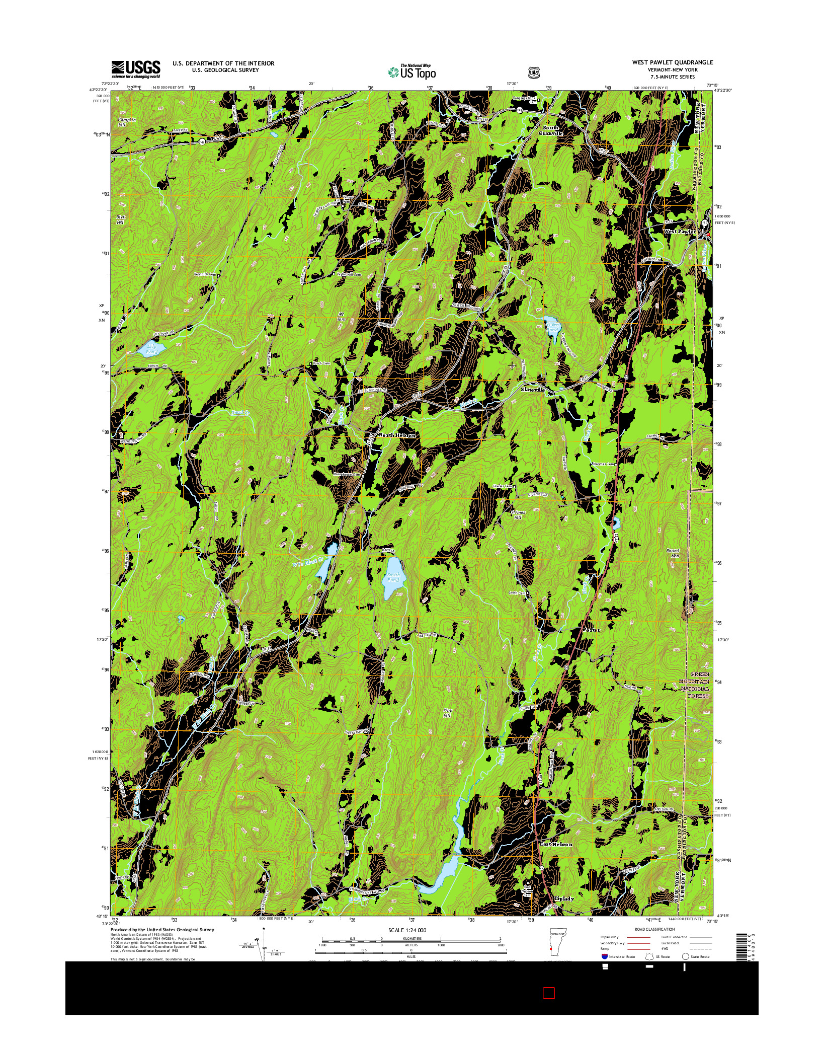 USGS US TOPO 7.5-MINUTE MAP FOR WEST PAWLET, VT-NY 2015