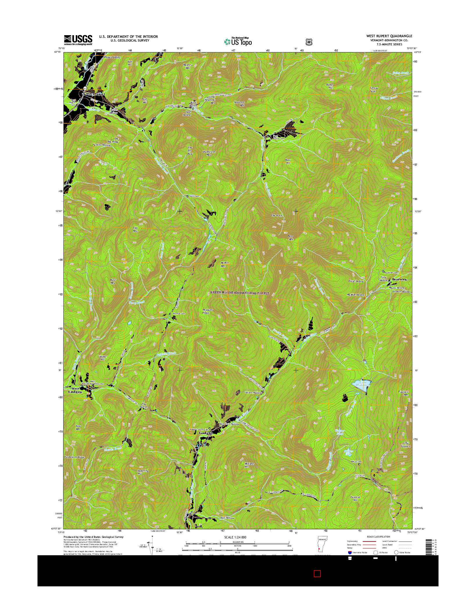 USGS US TOPO 7.5-MINUTE MAP FOR WEST RUPERT, VT 2015