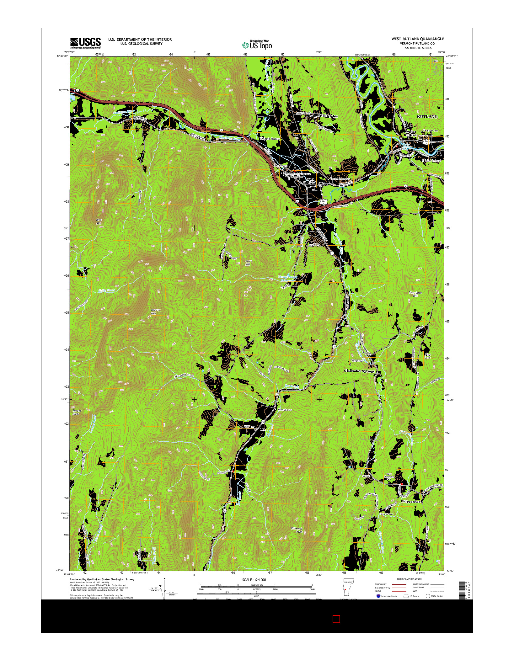 USGS US TOPO 7.5-MINUTE MAP FOR WEST RUTLAND, VT 2015