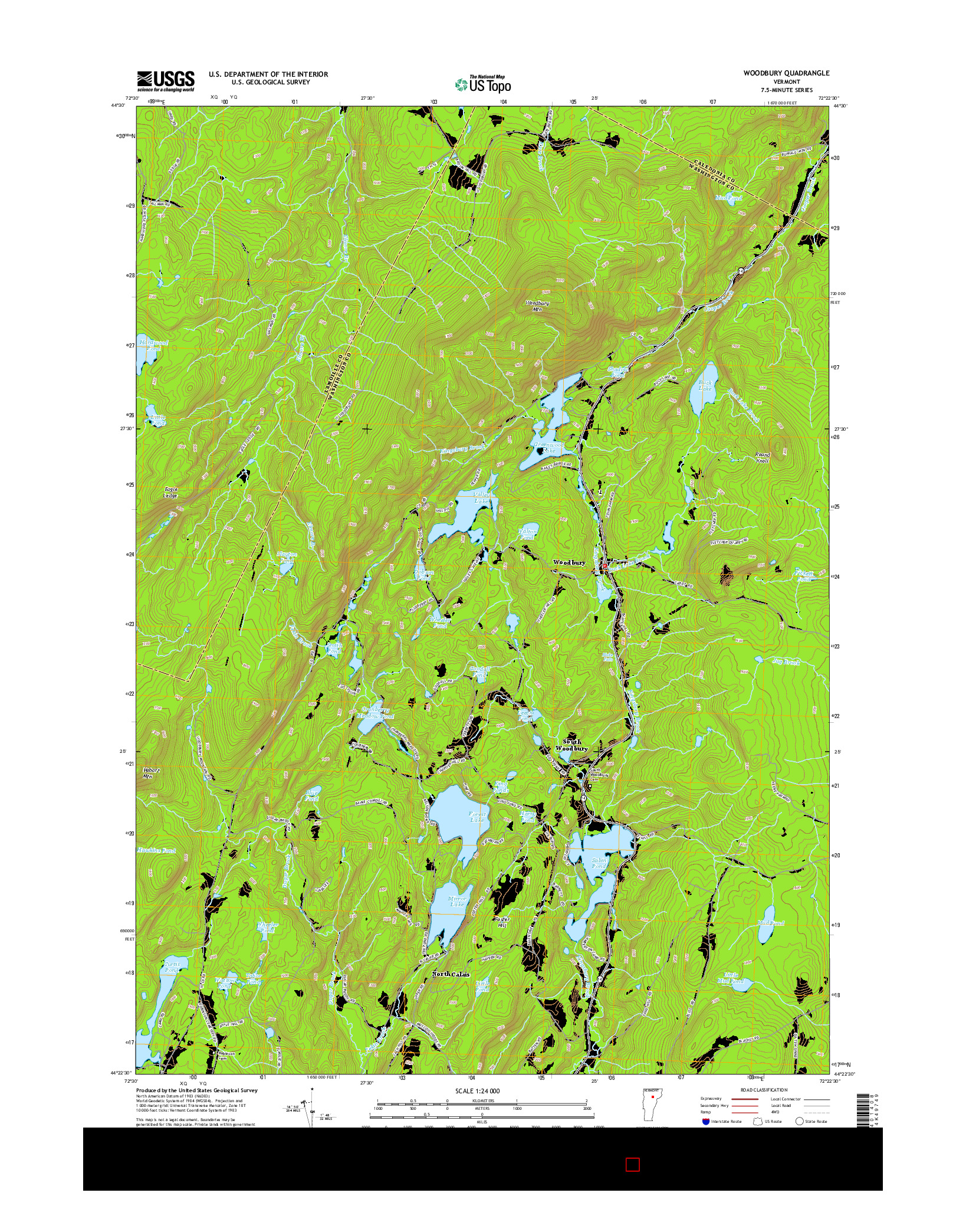 USGS US TOPO 7.5-MINUTE MAP FOR WOODBURY, VT 2015