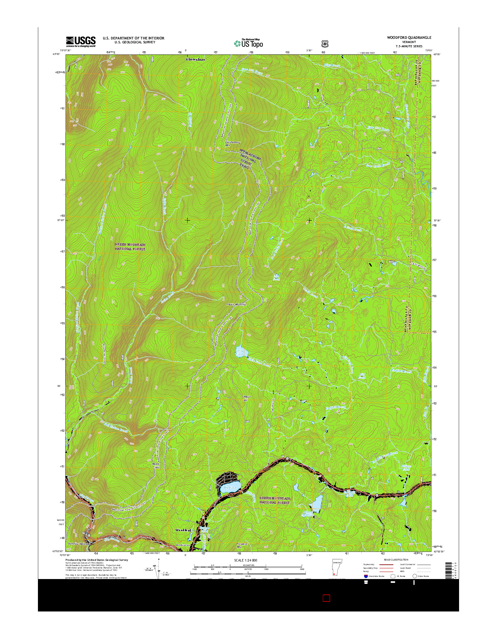 USGS US TOPO 7.5-MINUTE MAP FOR WOODFORD, VT 2015