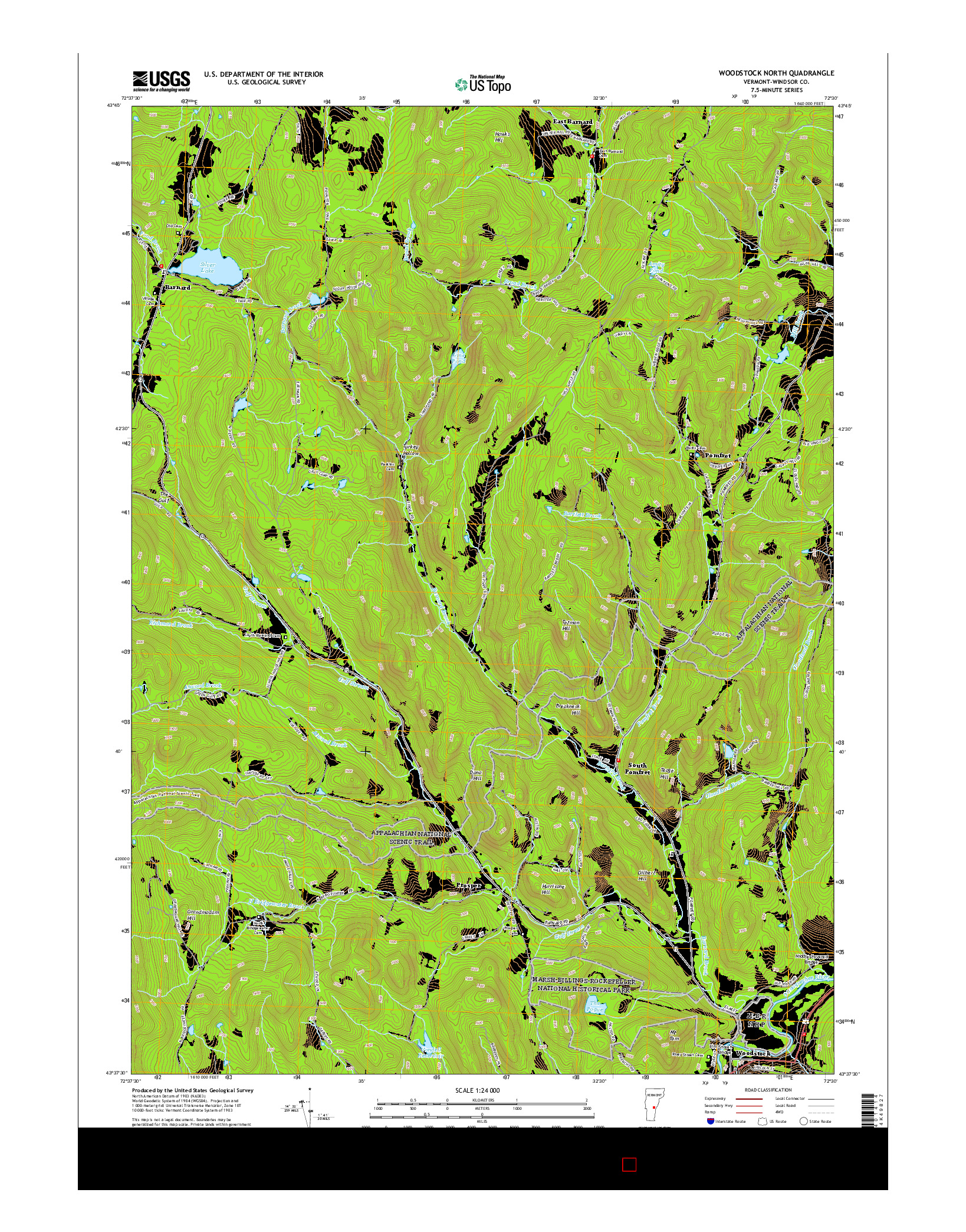 USGS US TOPO 7.5-MINUTE MAP FOR WOODSTOCK NORTH, VT 2015