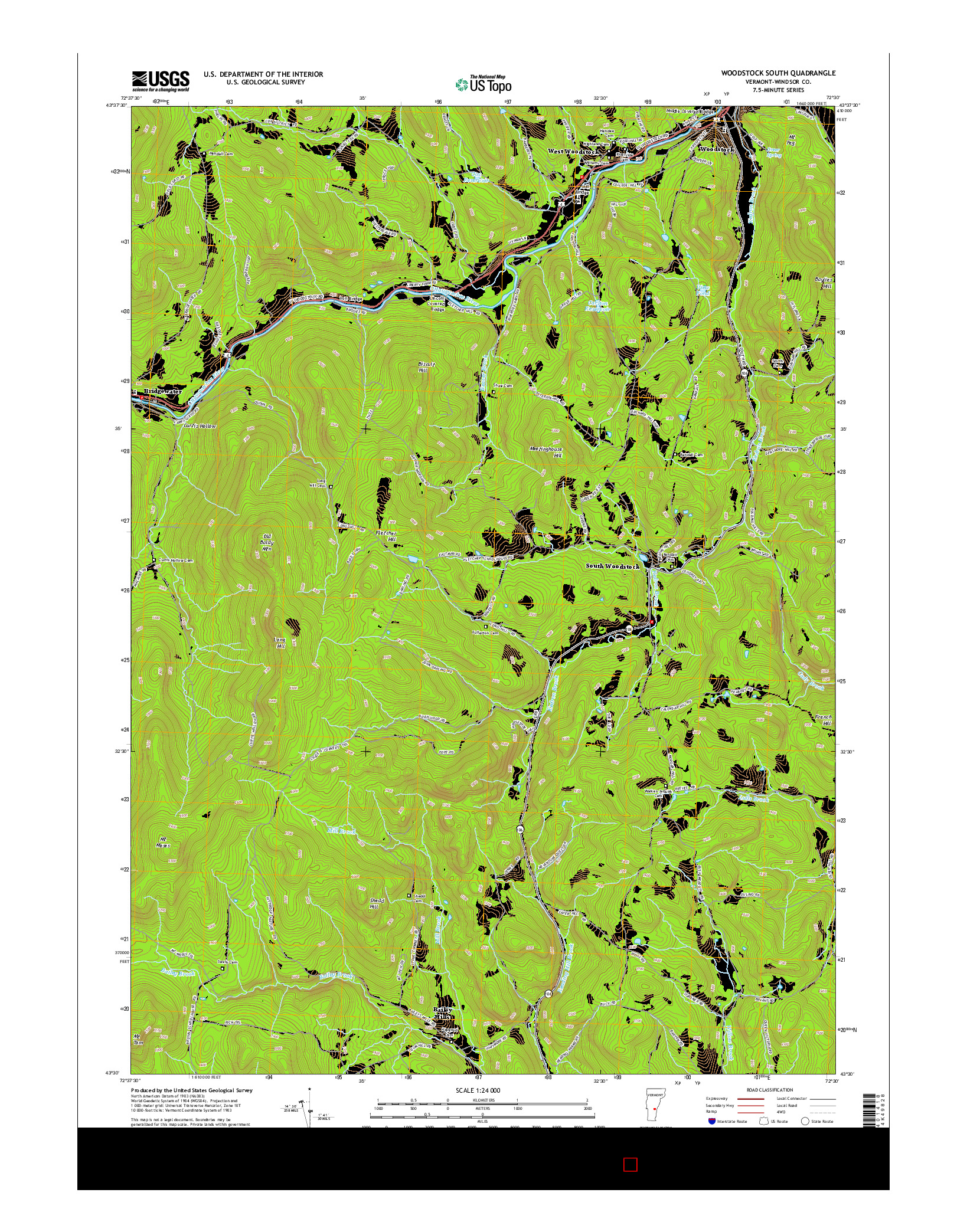 USGS US TOPO 7.5-MINUTE MAP FOR WOODSTOCK SOUTH, VT 2015