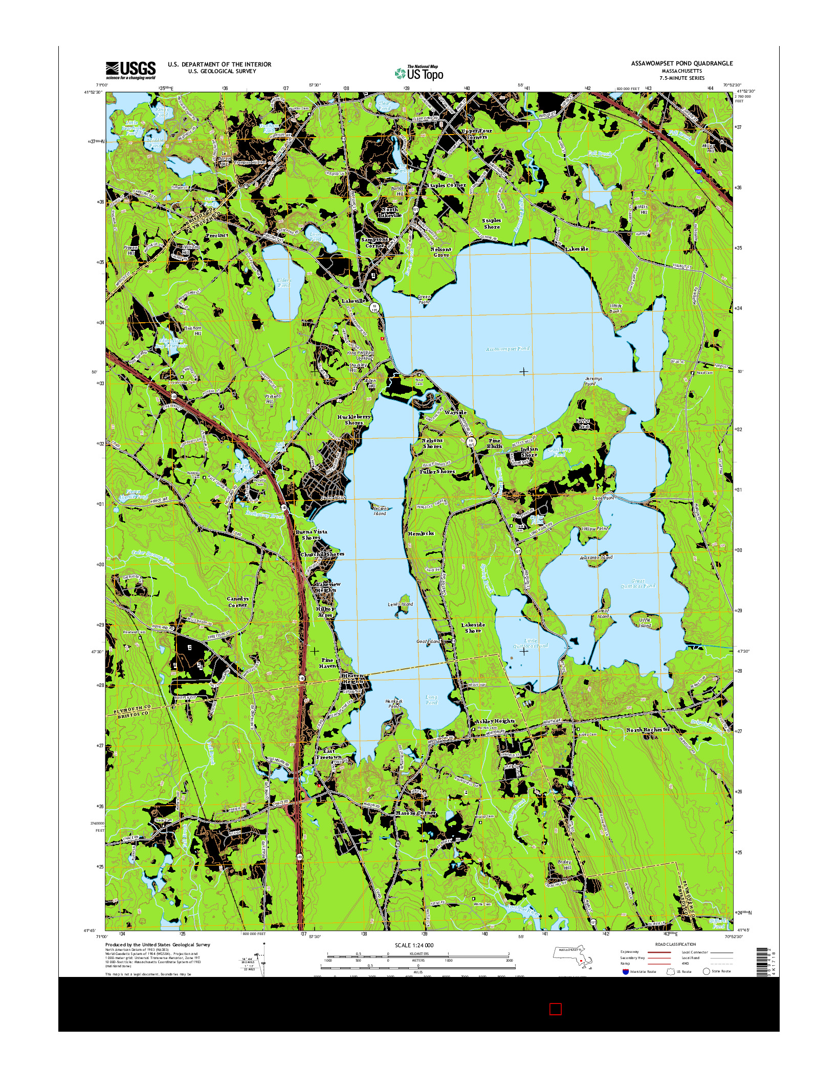 USGS US TOPO 7.5-MINUTE MAP FOR ASSAWOMPSET POND, MA 2015