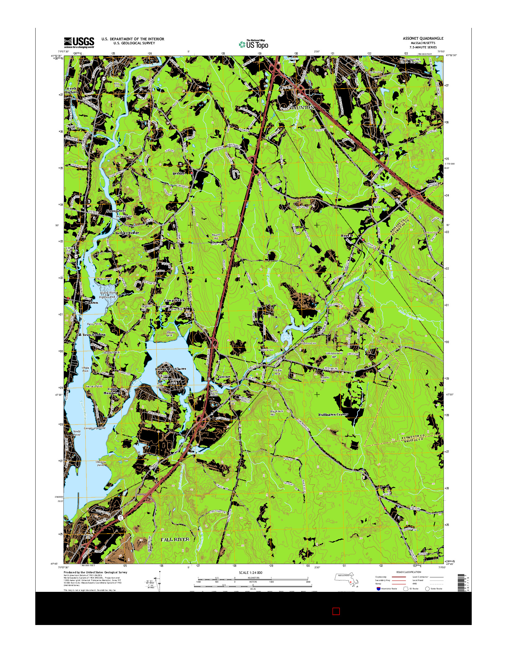 USGS US TOPO 7.5-MINUTE MAP FOR ASSONET, MA 2015