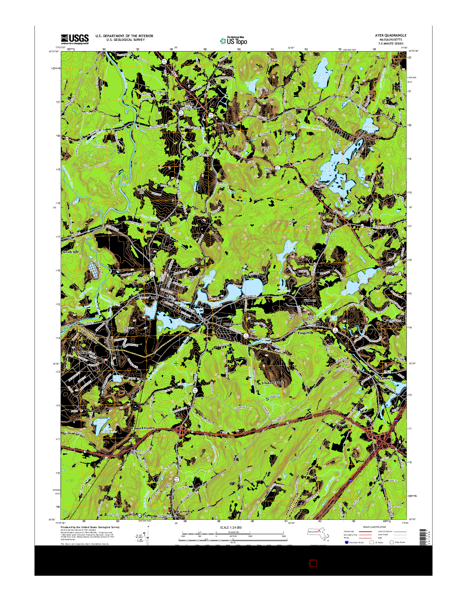 USGS US TOPO 7.5-MINUTE MAP FOR AYER, MA 2015