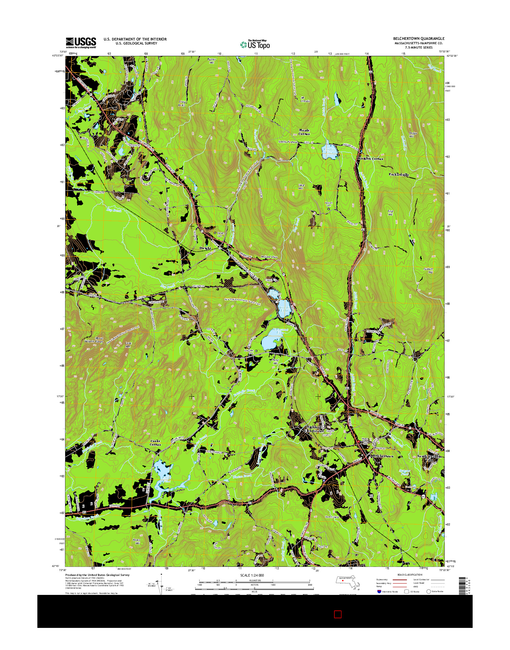 USGS US TOPO 7.5-MINUTE MAP FOR BELCHERTOWN, MA 2015
