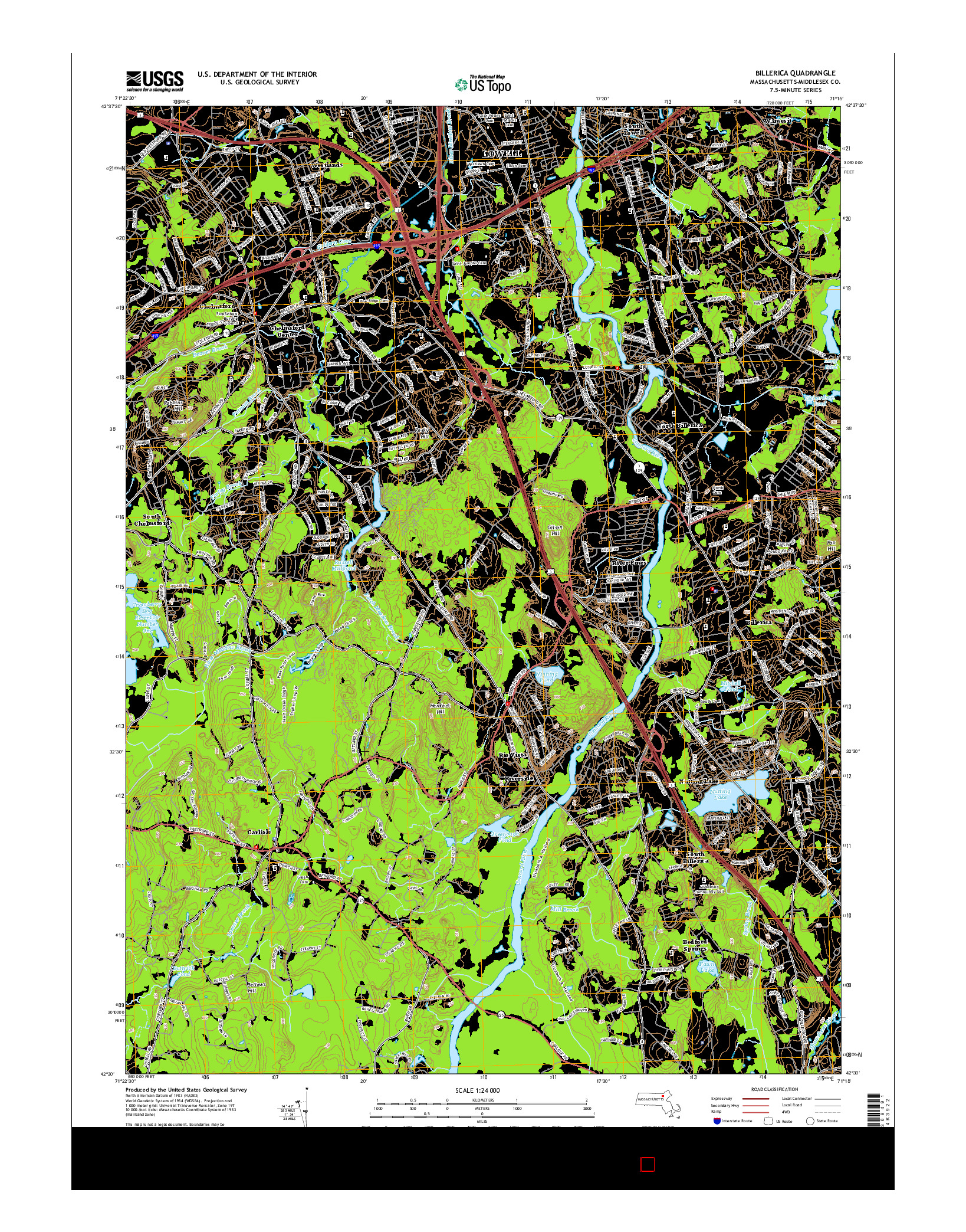 USGS US TOPO 7.5-MINUTE MAP FOR BILLERICA, MA 2015