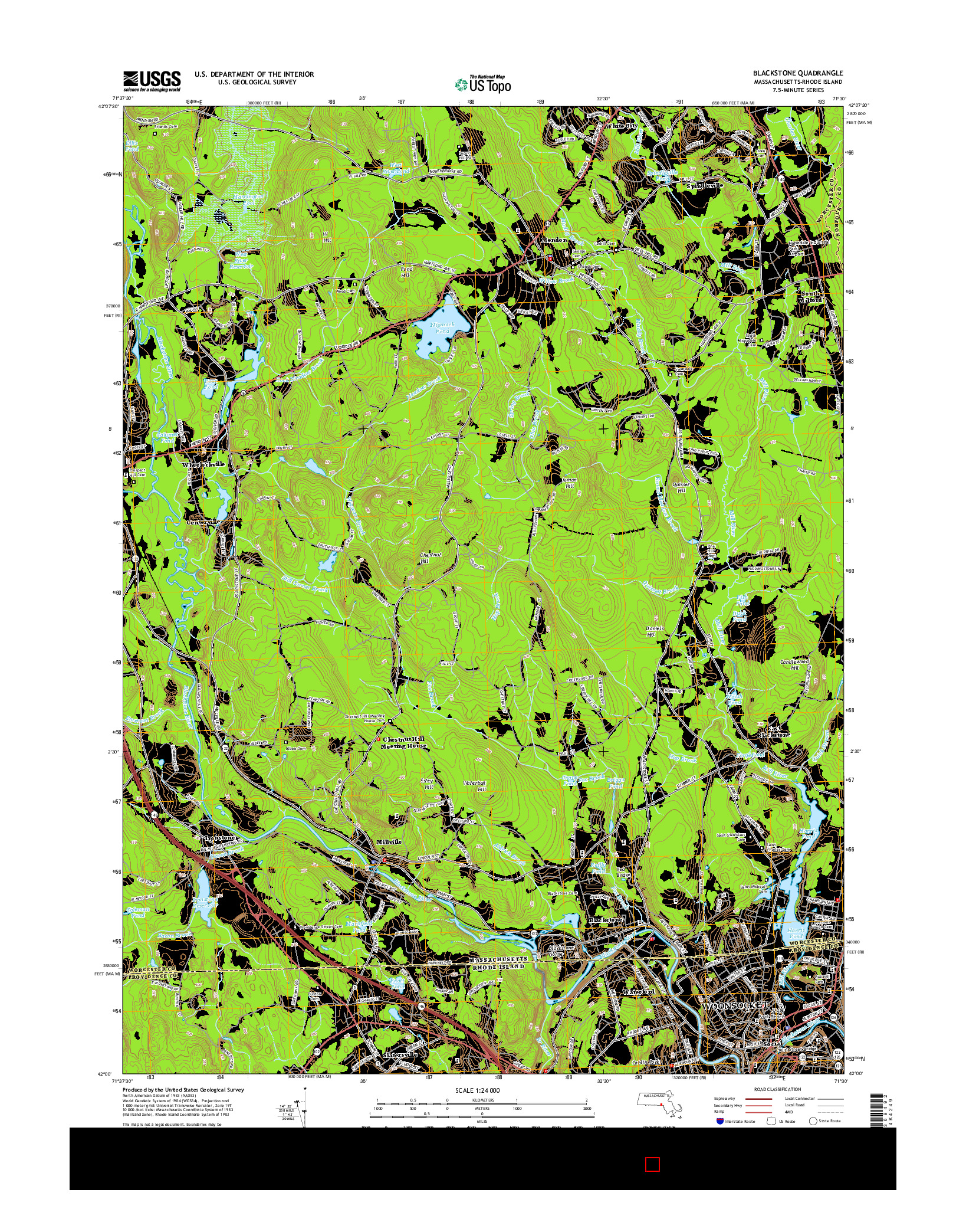 USGS US TOPO 7.5-MINUTE MAP FOR BLACKSTONE, MA-RI 2015