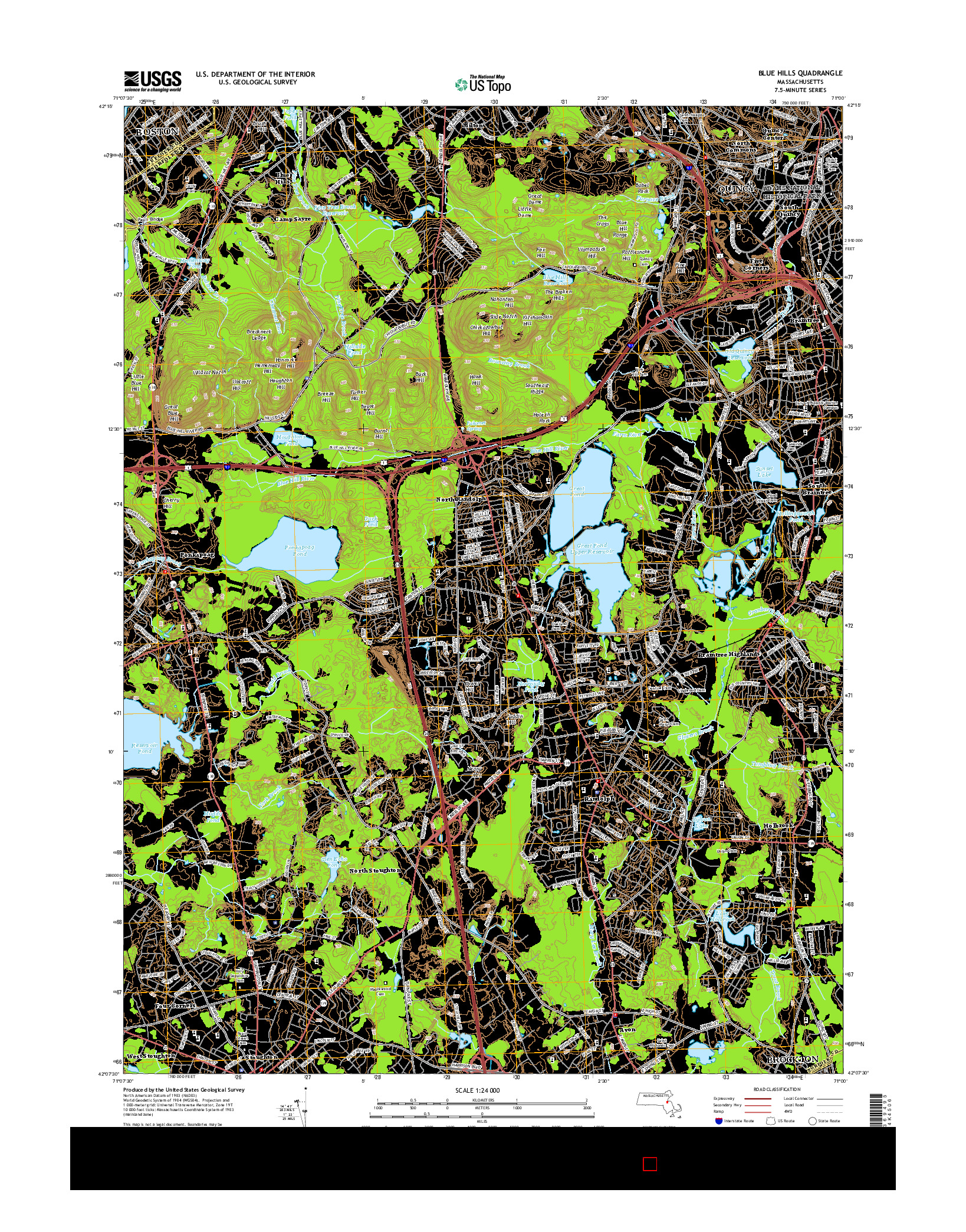 USGS US TOPO 7.5-MINUTE MAP FOR BLUE HILLS, MA 2015
