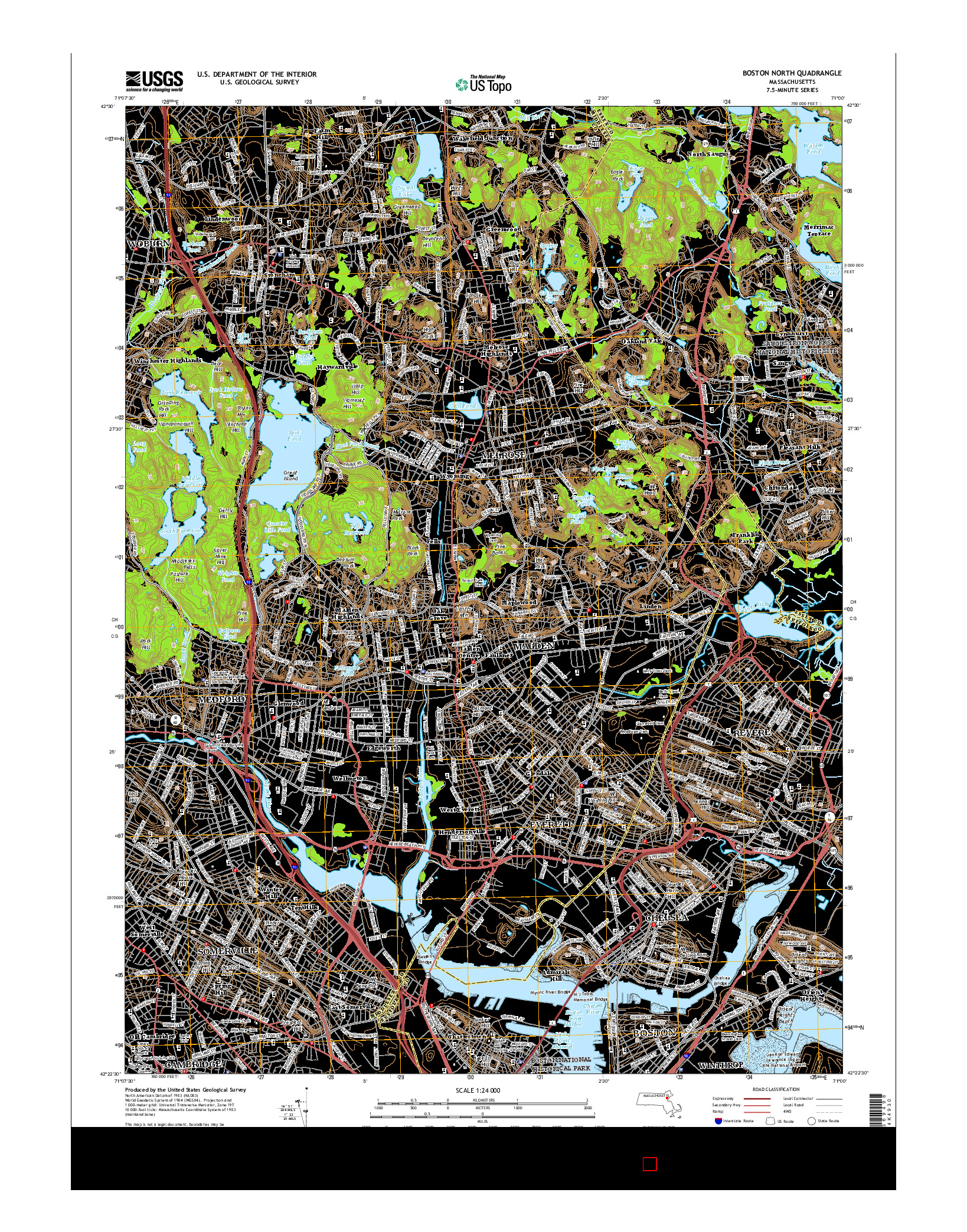 USGS US TOPO 7.5-MINUTE MAP FOR BOSTON NORTH, MA 2015