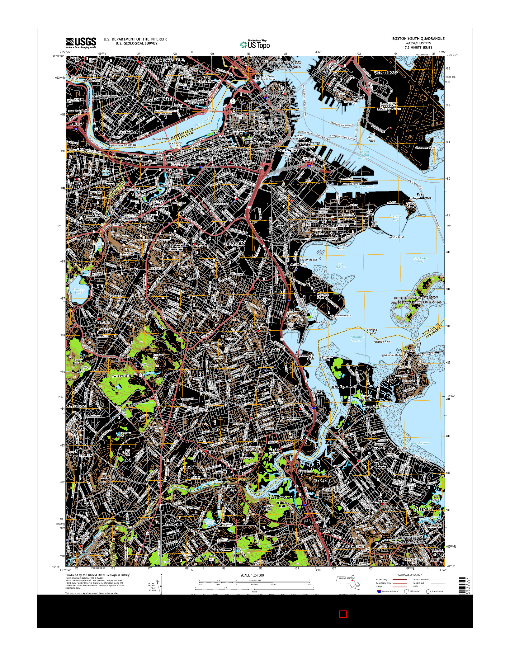 USGS US TOPO 7.5-MINUTE MAP FOR BOSTON SOUTH, MA 2015