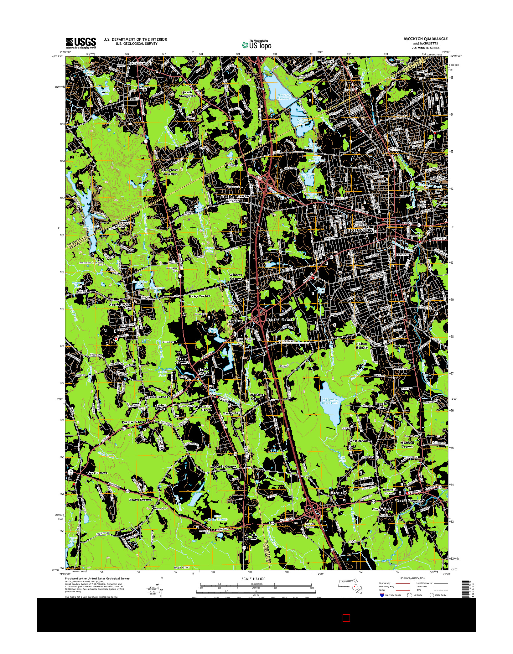 USGS US TOPO 7.5-MINUTE MAP FOR BROCKTON, MA 2015