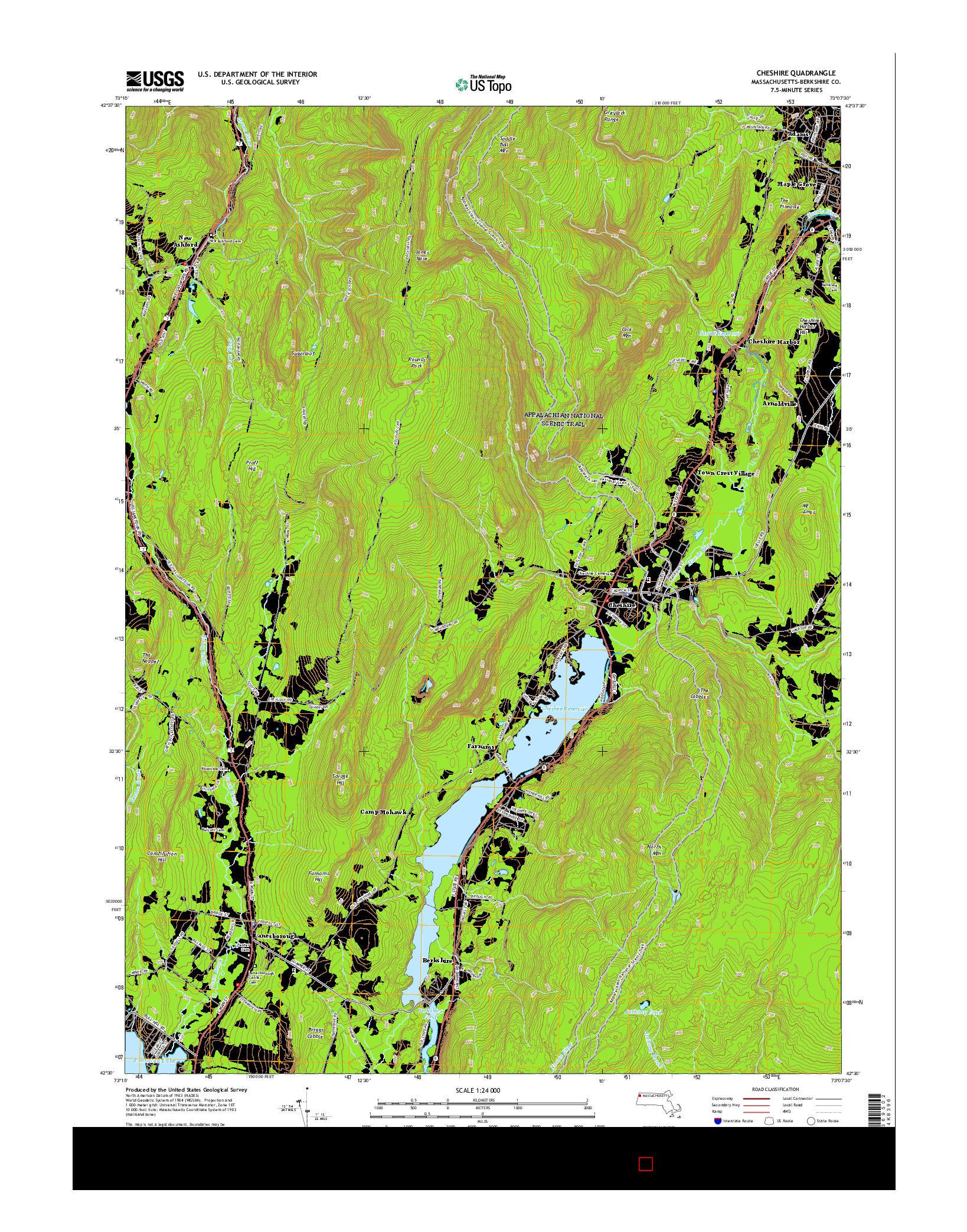 USGS US TOPO 7.5-MINUTE MAP FOR CHESHIRE, MA 2015