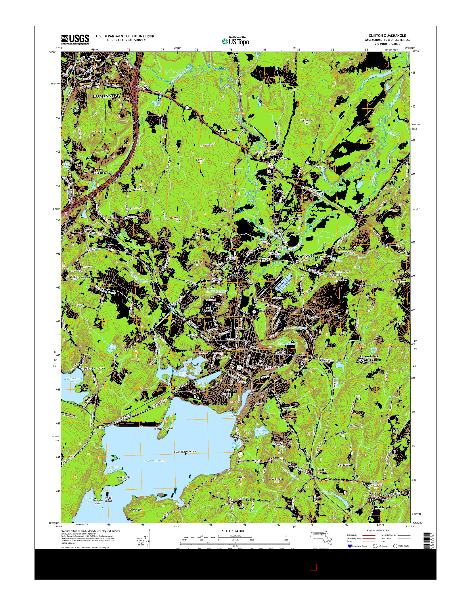 USGS US TOPO 7.5-MINUTE MAP FOR CLINTON, MA 2015