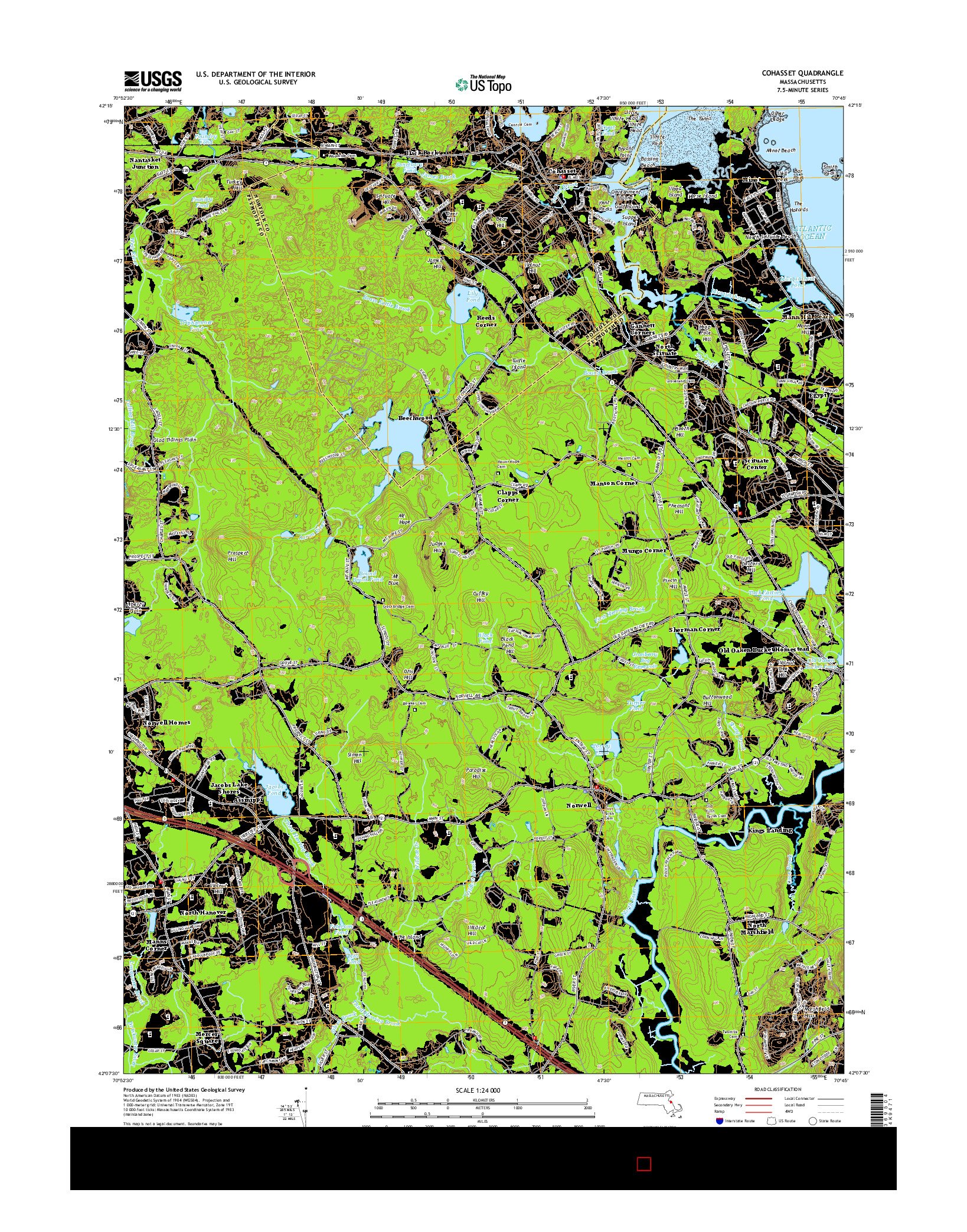 USGS US TOPO 7.5-MINUTE MAP FOR COHASSET, MA 2015