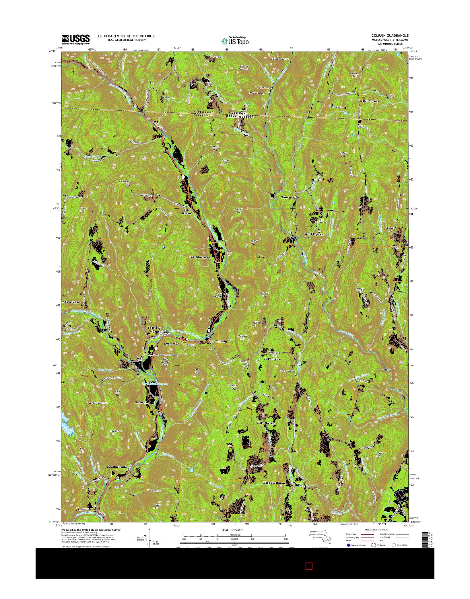 USGS US TOPO 7.5-MINUTE MAP FOR COLRAIN, MA-VT 2015