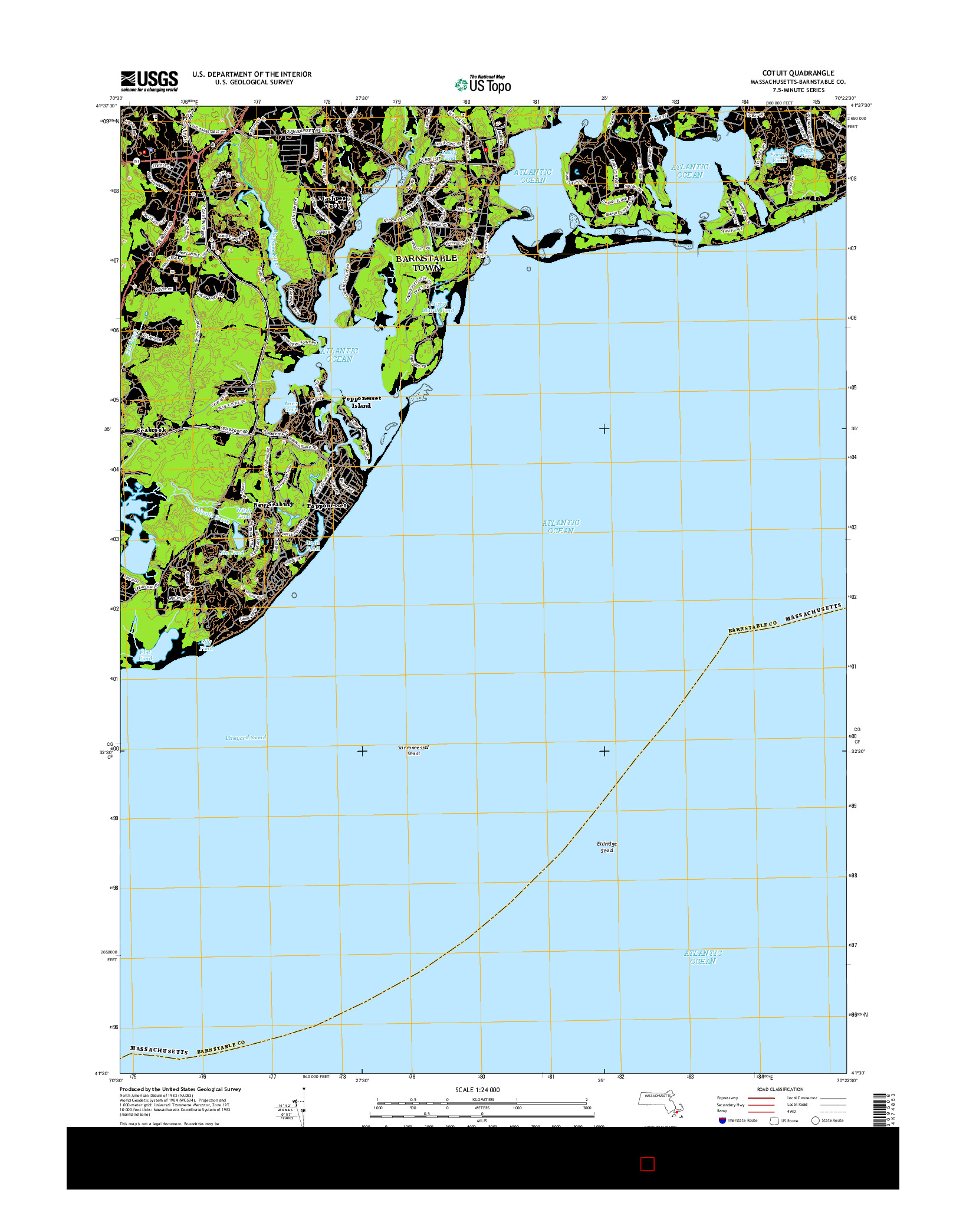 USGS US TOPO 7.5-MINUTE MAP FOR COTUIT, MA 2015