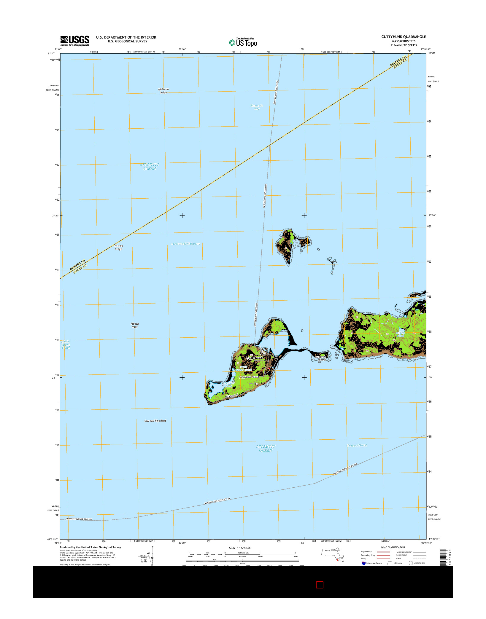 USGS US TOPO 7.5-MINUTE MAP FOR CUTTYHUNK, MA 2015