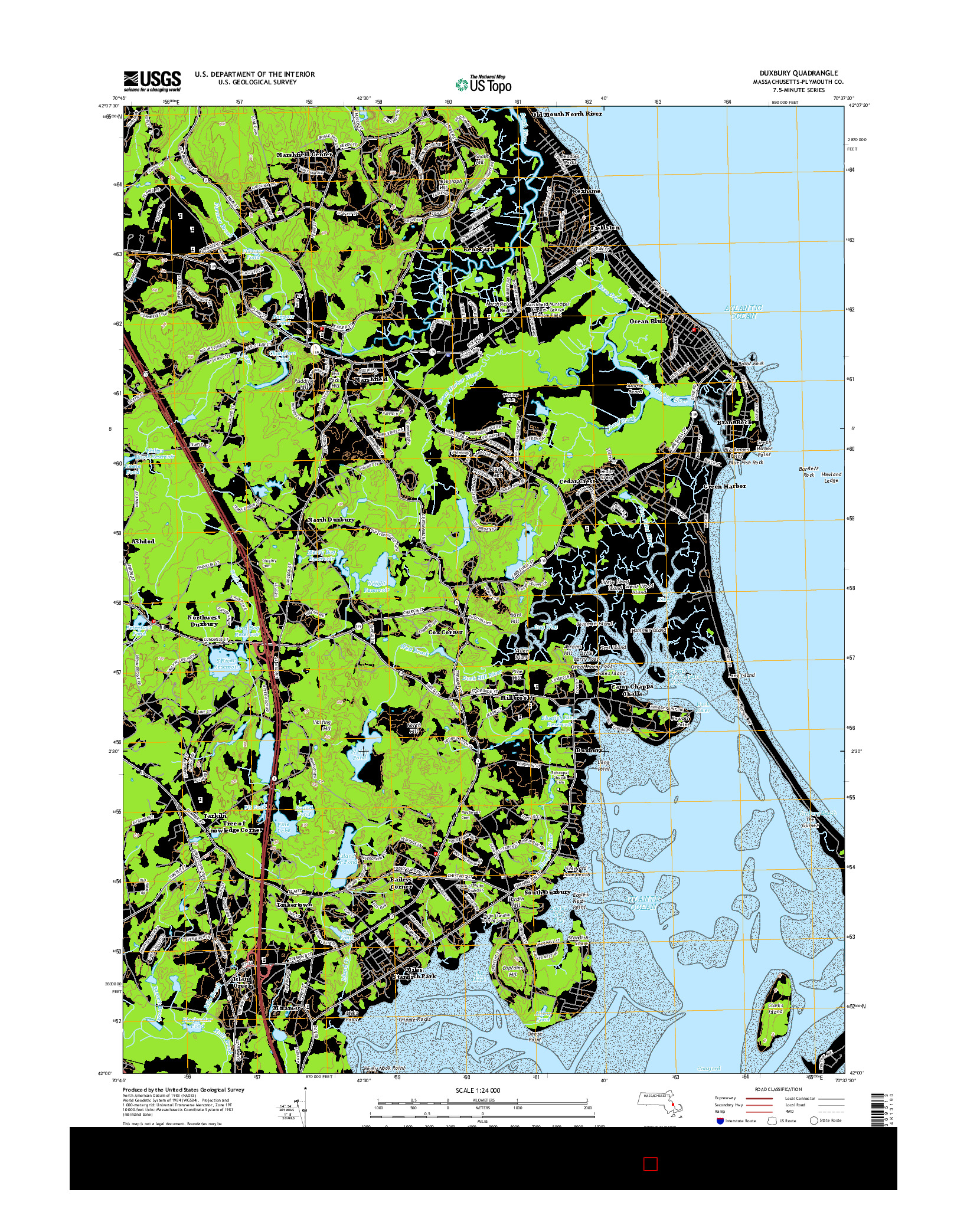 USGS US TOPO 7.5-MINUTE MAP FOR DUXBURY, MA 2015