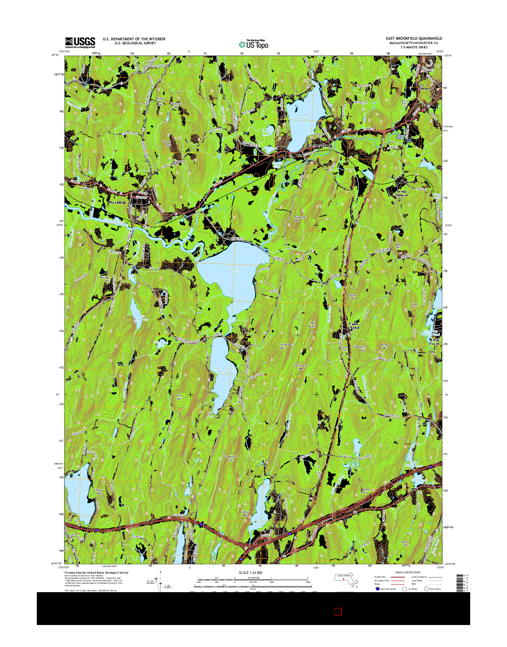 USGS US TOPO 7.5-MINUTE MAP FOR EAST BROOKFIELD, MA 2015