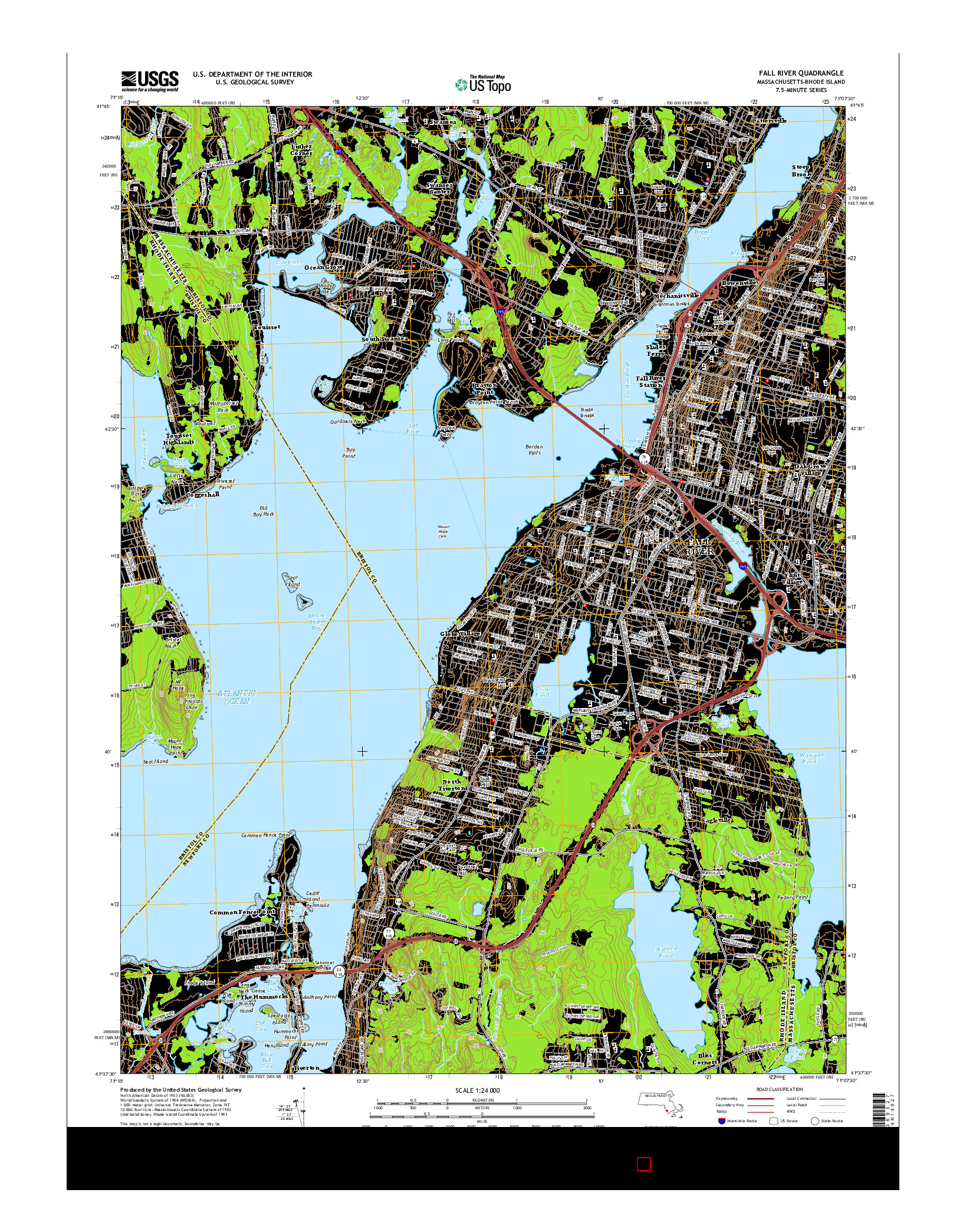 USGS US TOPO 7.5-MINUTE MAP FOR FALL RIVER, MA-RI 2015