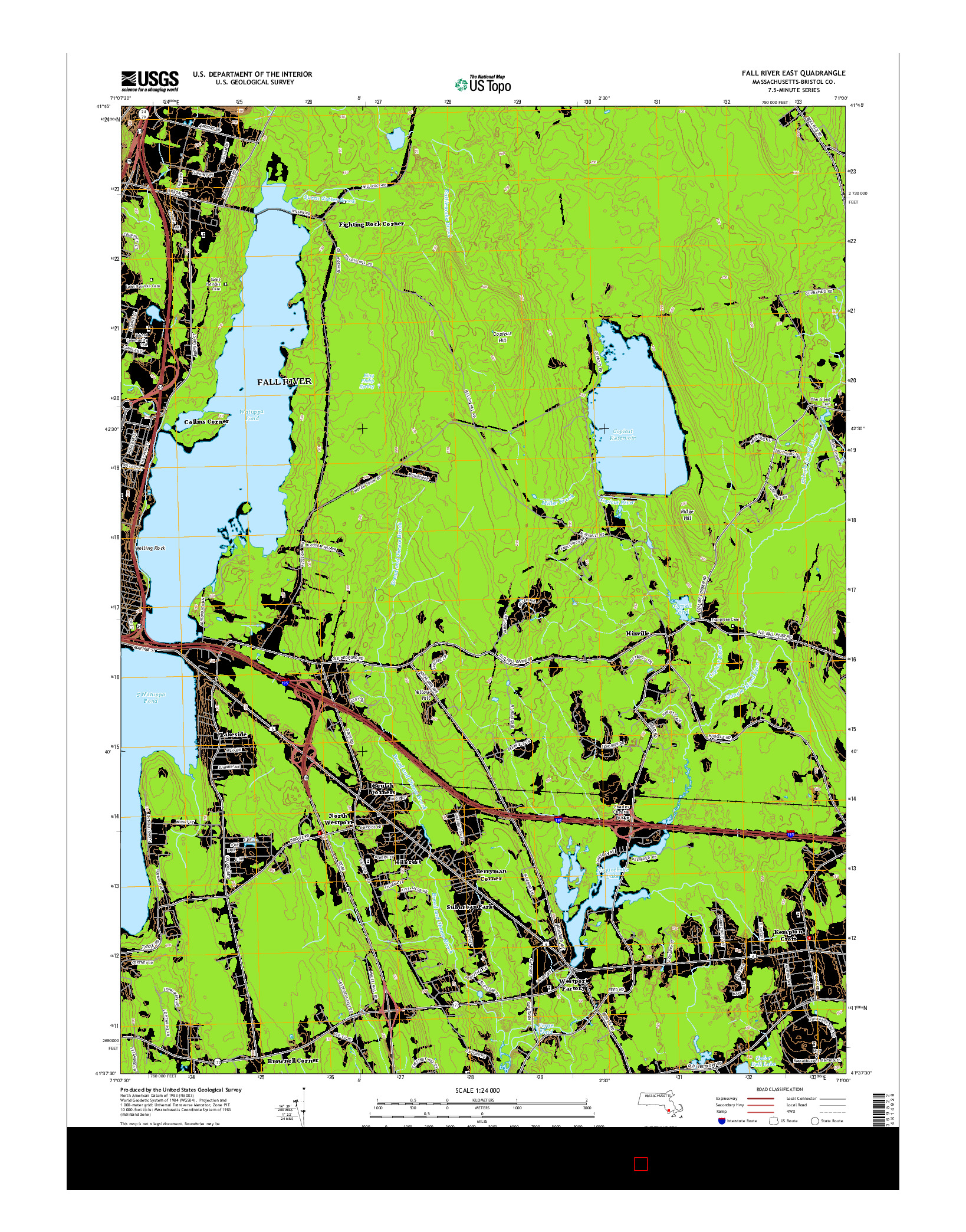 USGS US TOPO 7.5-MINUTE MAP FOR FALL RIVER EAST, MA 2015