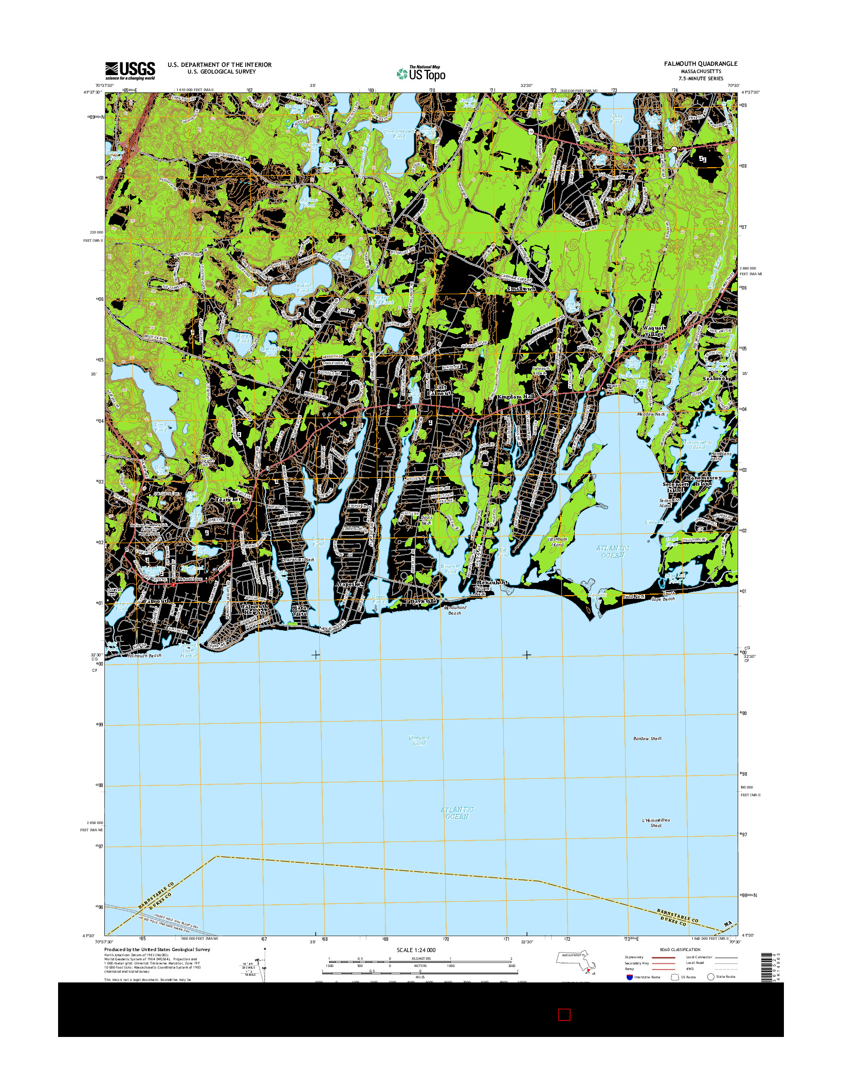 USGS US TOPO 7.5-MINUTE MAP FOR FALMOUTH, MA 2015