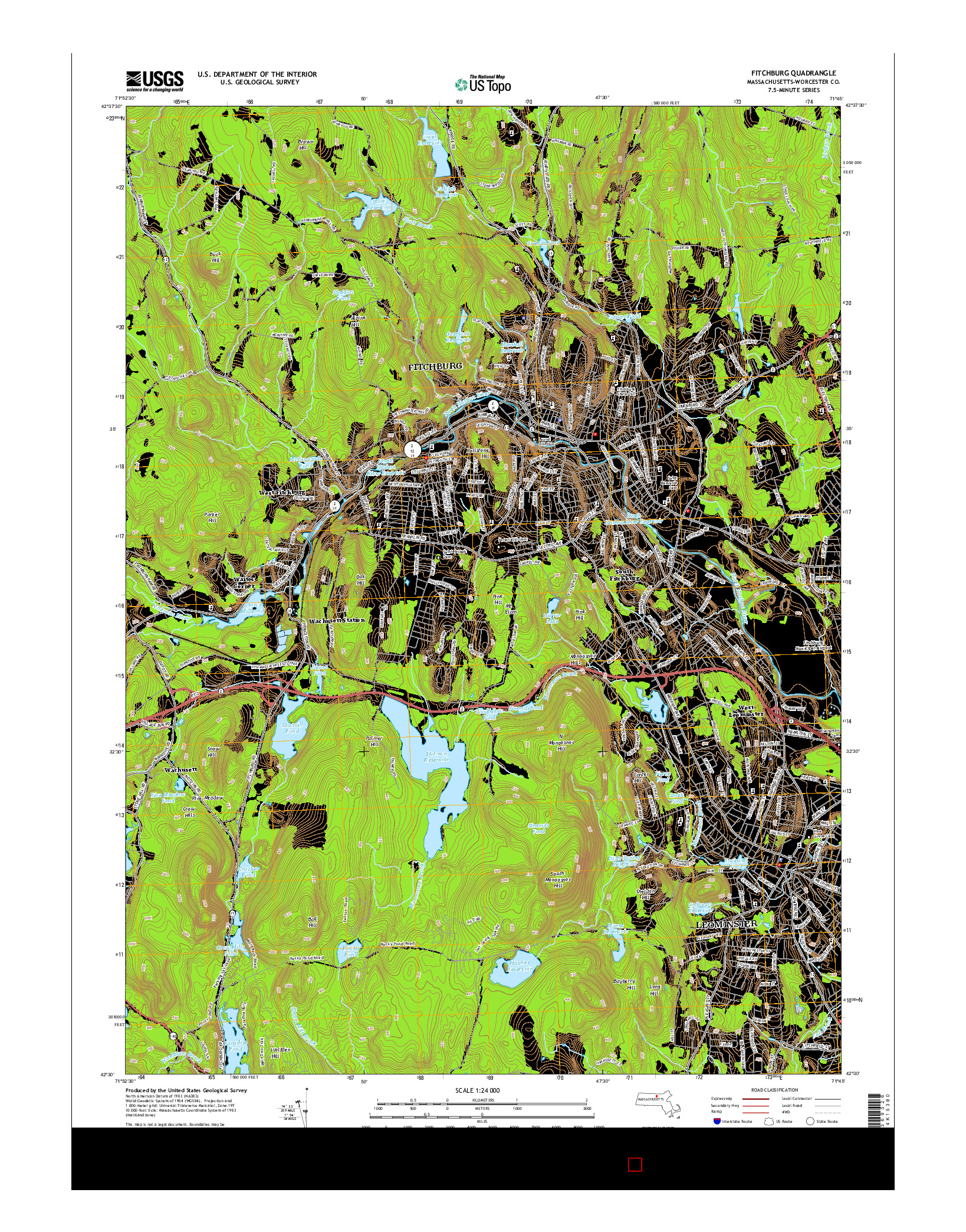 USGS US TOPO 7.5-MINUTE MAP FOR FITCHBURG, MA 2015