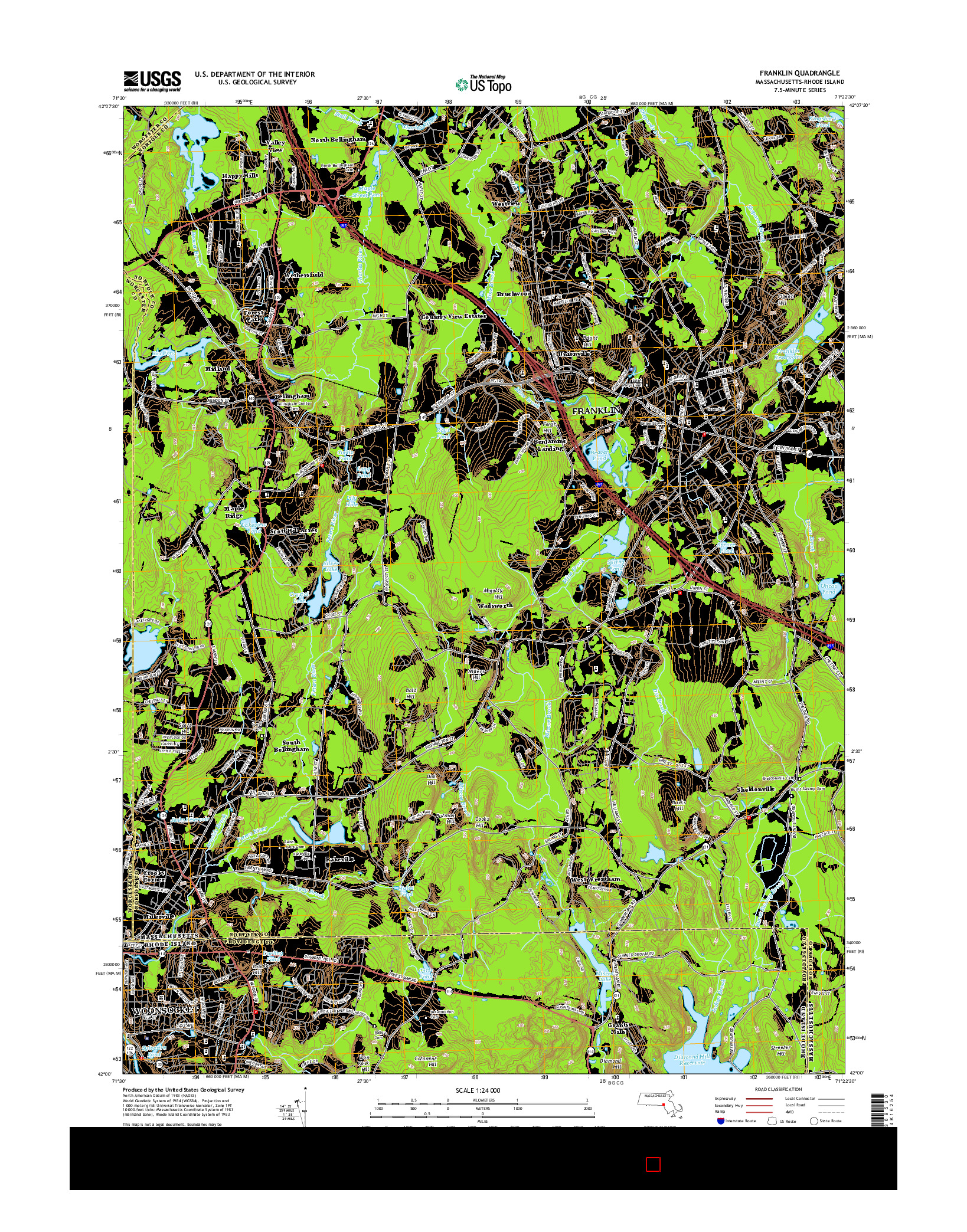 USGS US TOPO 7.5-MINUTE MAP FOR FRANKLIN, MA-RI 2015