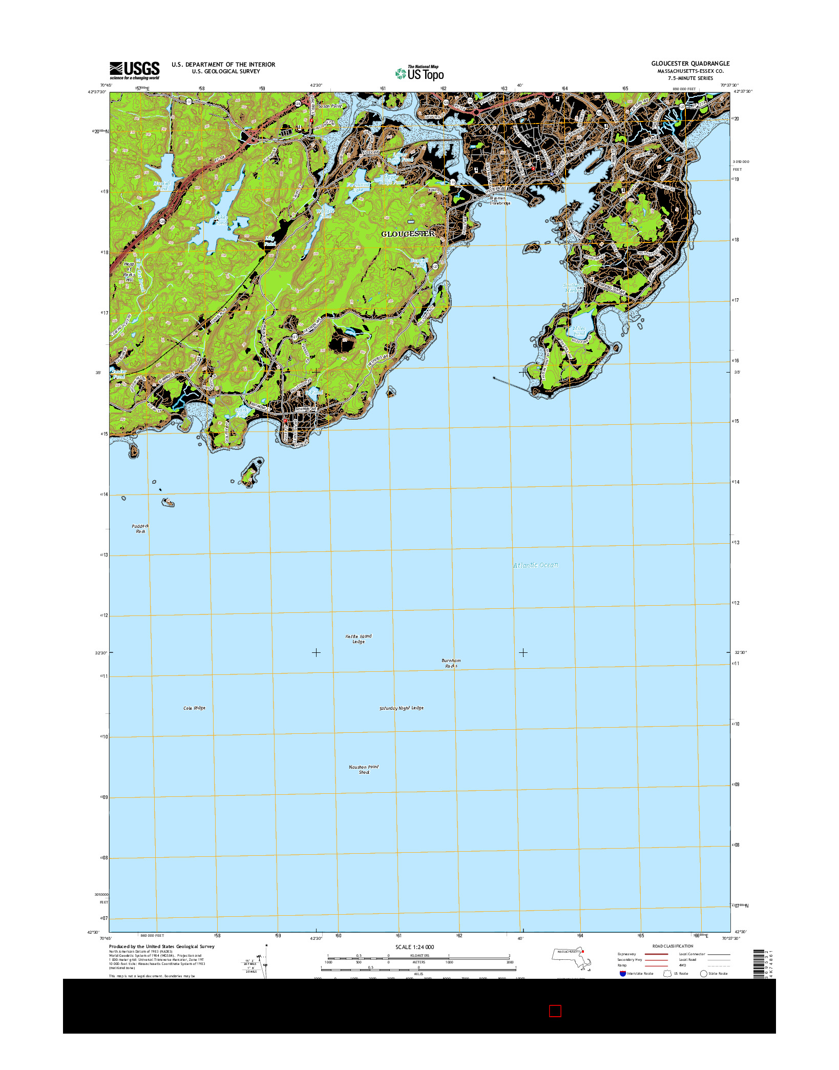 USGS US TOPO 7.5-MINUTE MAP FOR GLOUCESTER, MA 2015