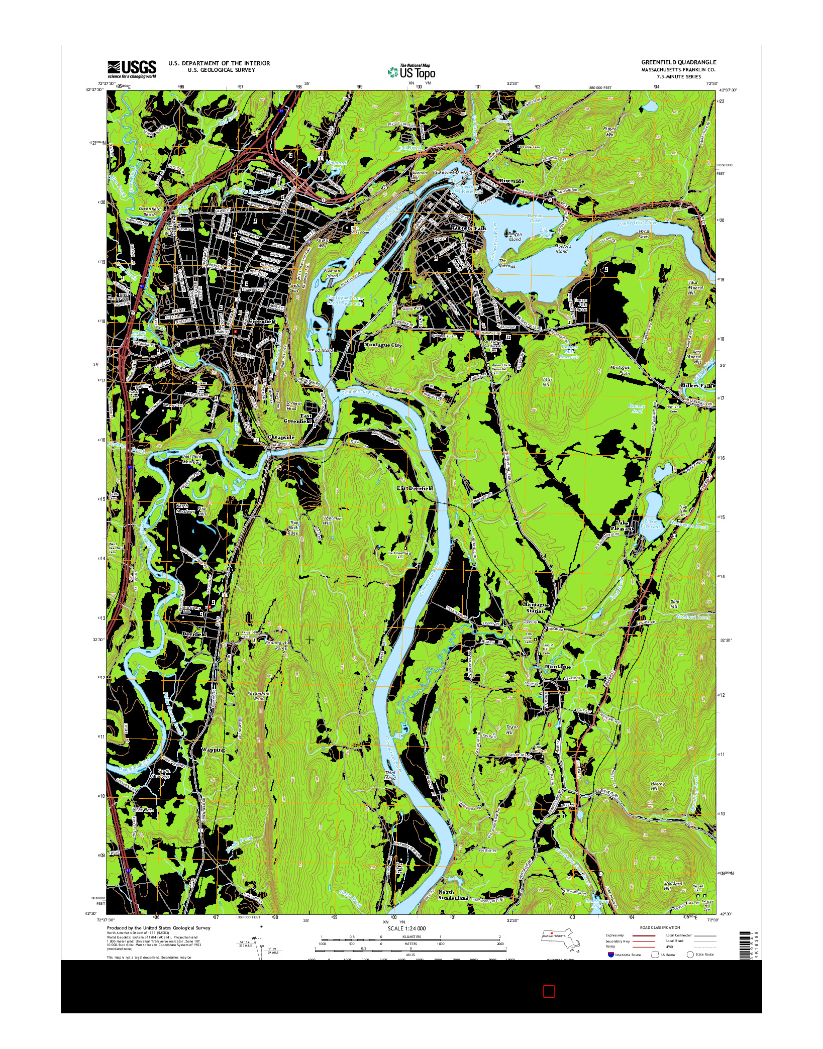 USGS US TOPO 7.5-MINUTE MAP FOR GREENFIELD, MA 2015