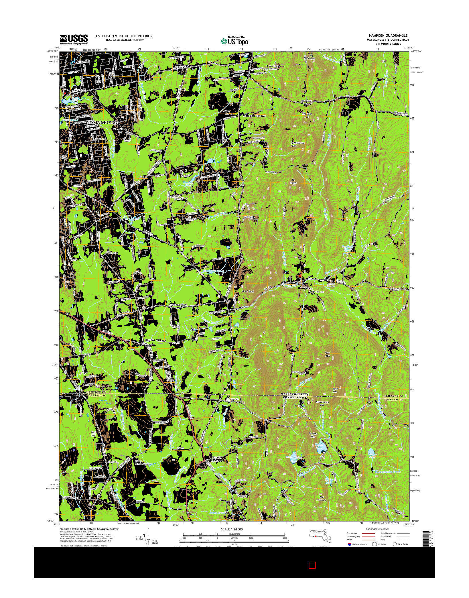 USGS US TOPO 7.5-MINUTE MAP FOR HAMPDEN, MA-CT 2015