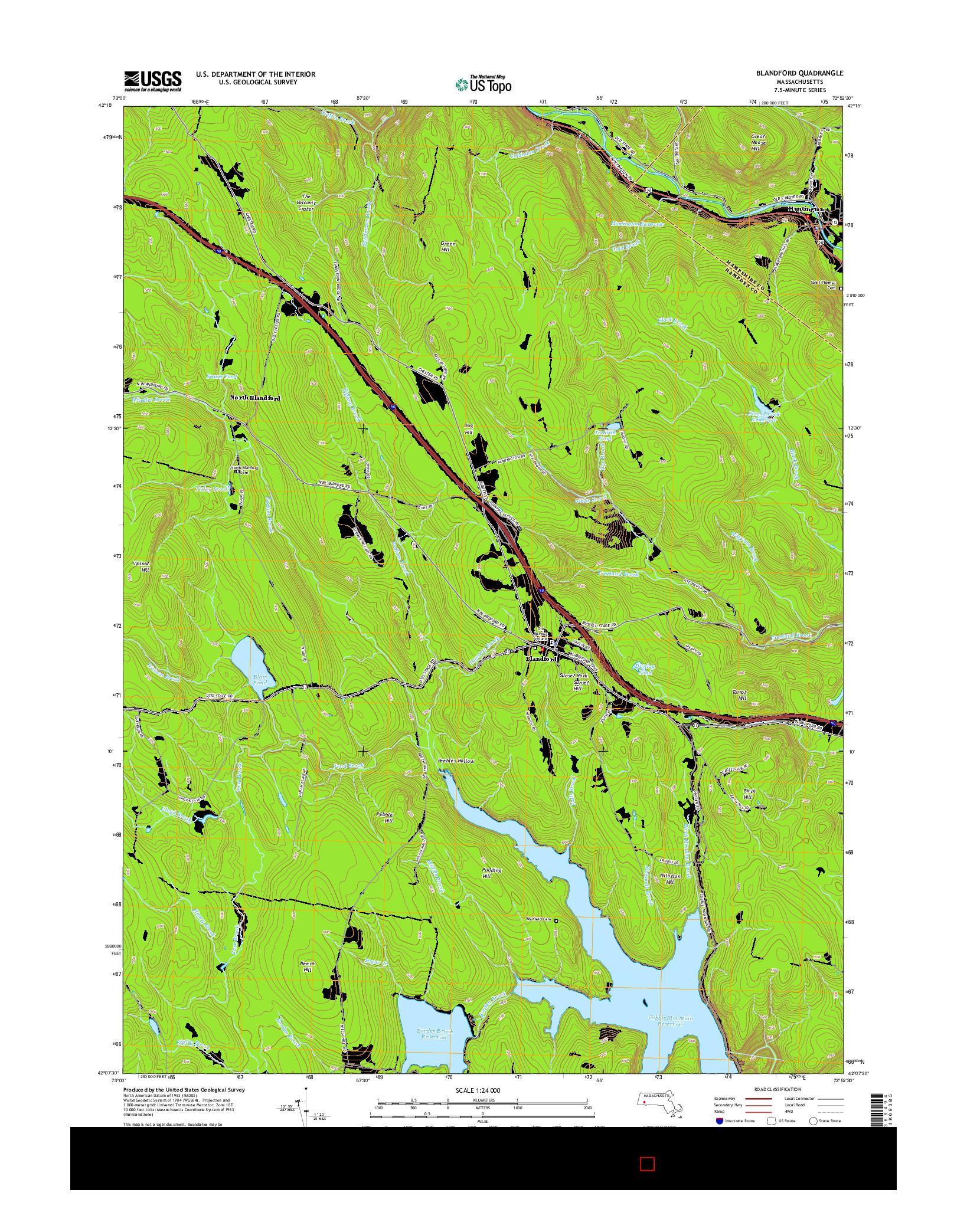 USGS US TOPO 7.5-MINUTE MAP FOR BLANDFORD, MA 2015