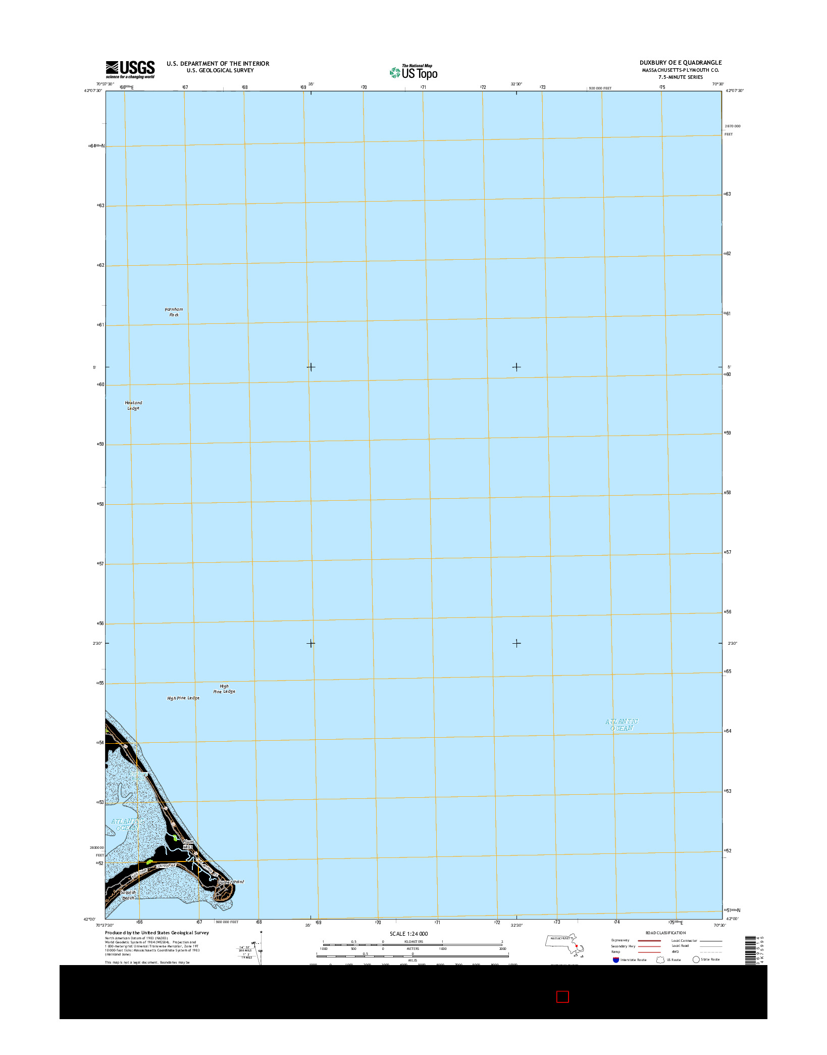 USGS US TOPO 7.5-MINUTE MAP FOR DUXBURY OE E, MA 2015