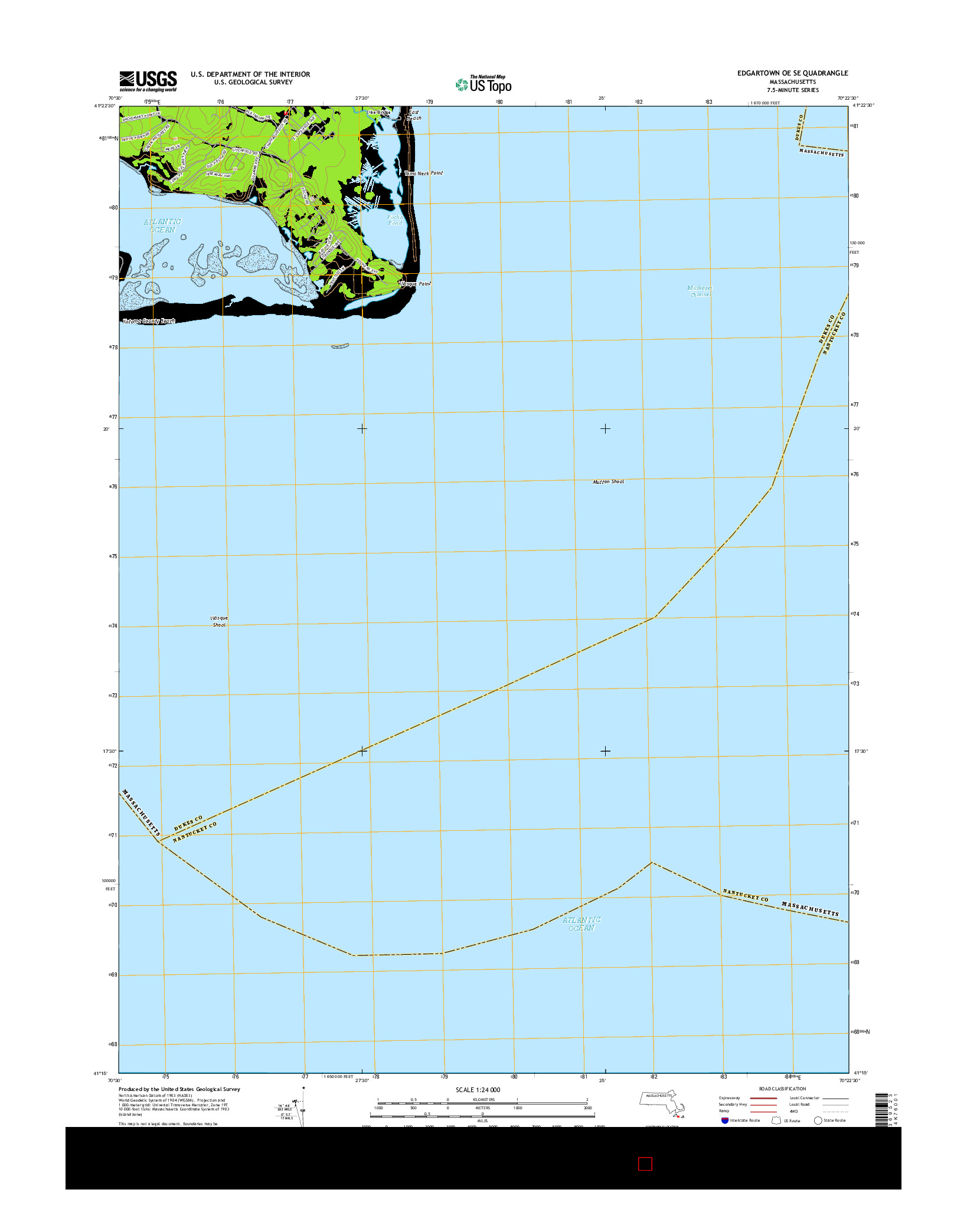 USGS US TOPO 7.5-MINUTE MAP FOR EDGARTOWN OE SE, MA 2015