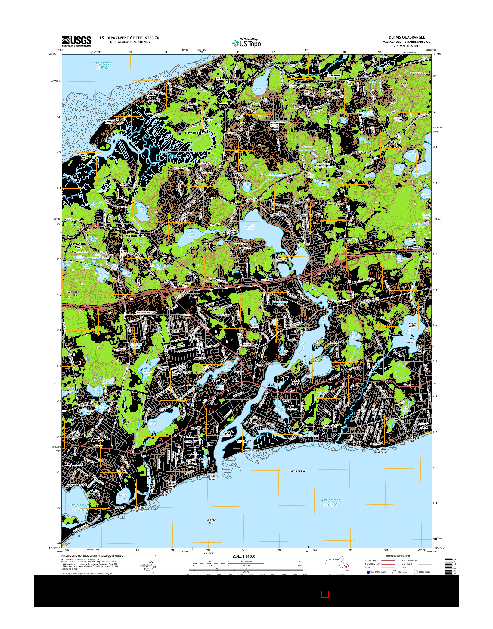 USGS US TOPO 7.5-MINUTE MAP FOR DENNIS, MA 2015