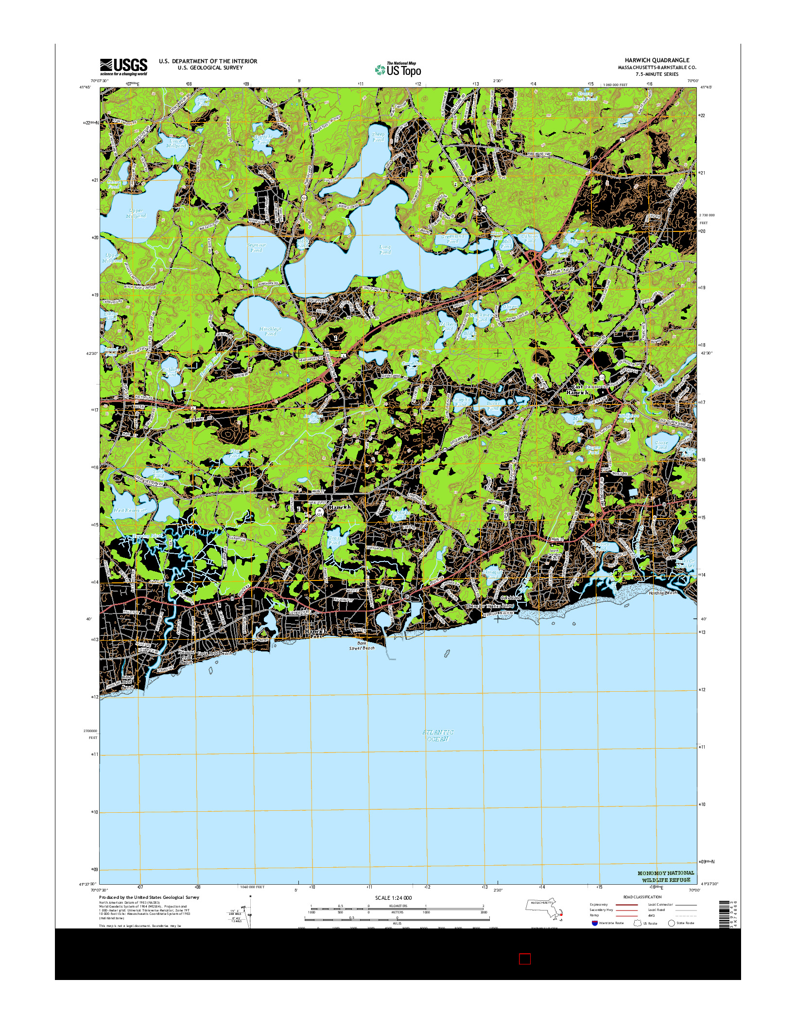 USGS US TOPO 7.5-MINUTE MAP FOR HARWICH, MA 2015