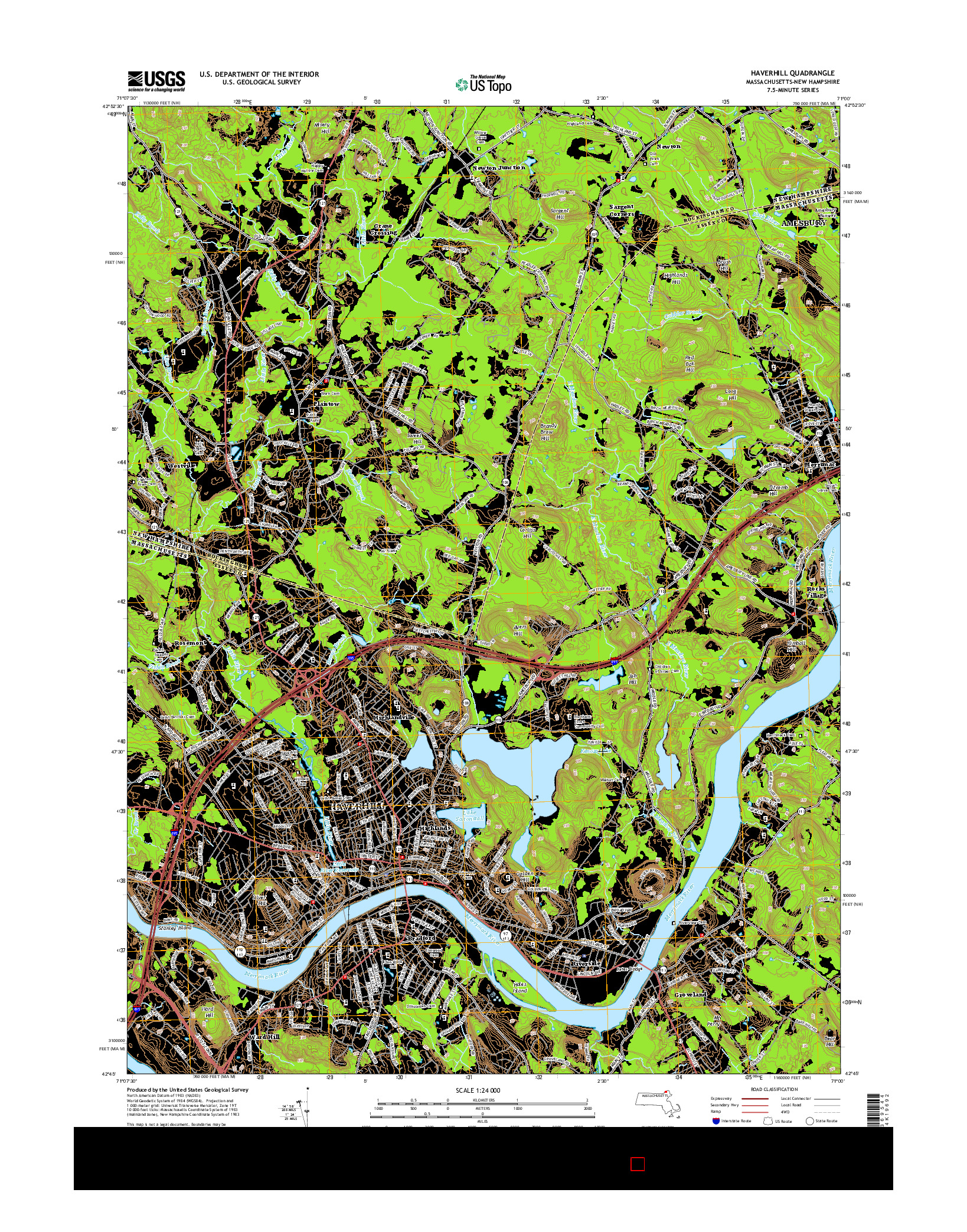 USGS US TOPO 7.5-MINUTE MAP FOR HAVERHILL, MA-NH 2015