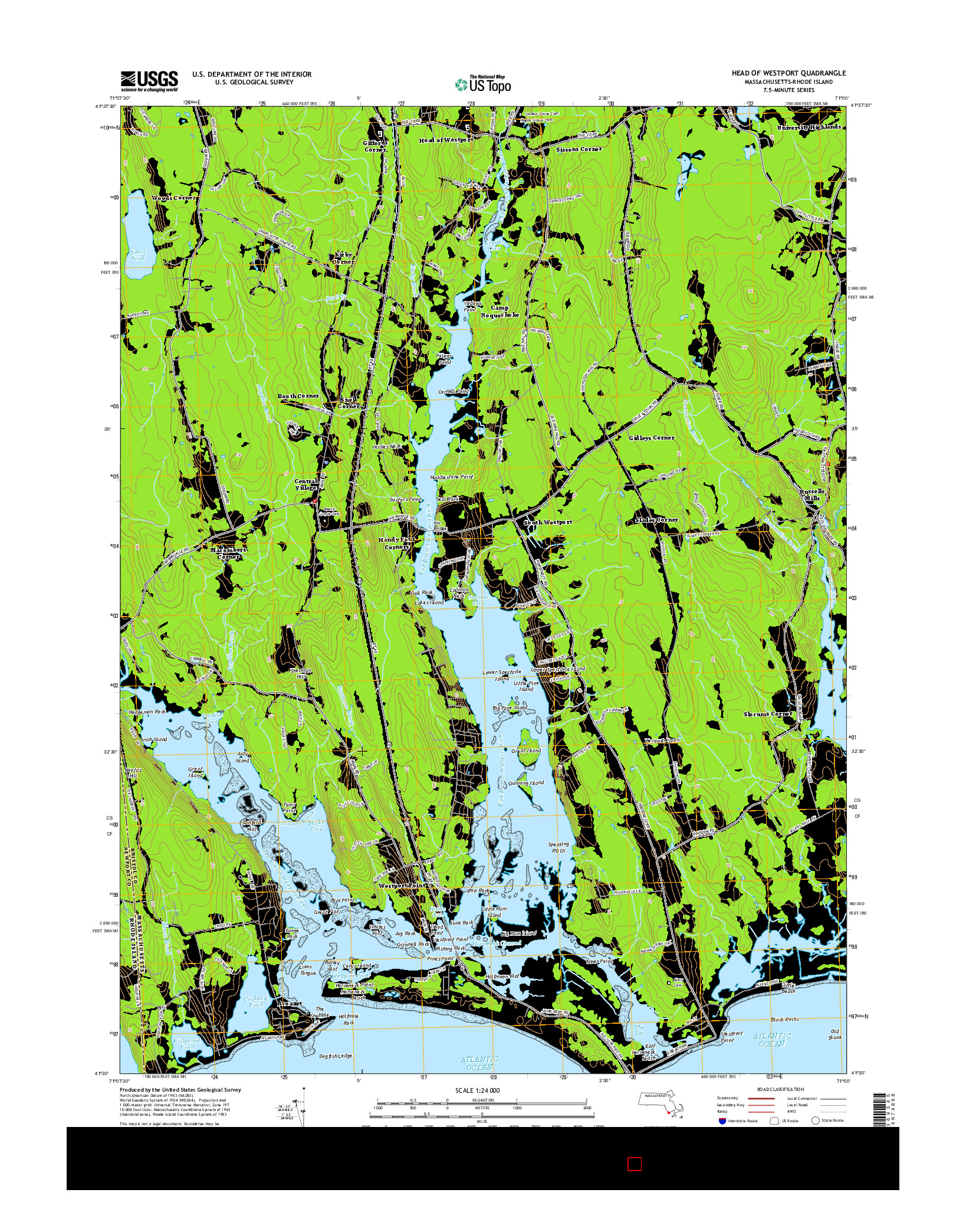 USGS US TOPO 7.5-MINUTE MAP FOR HEAD OF WESTPORT, MA-RI 2015