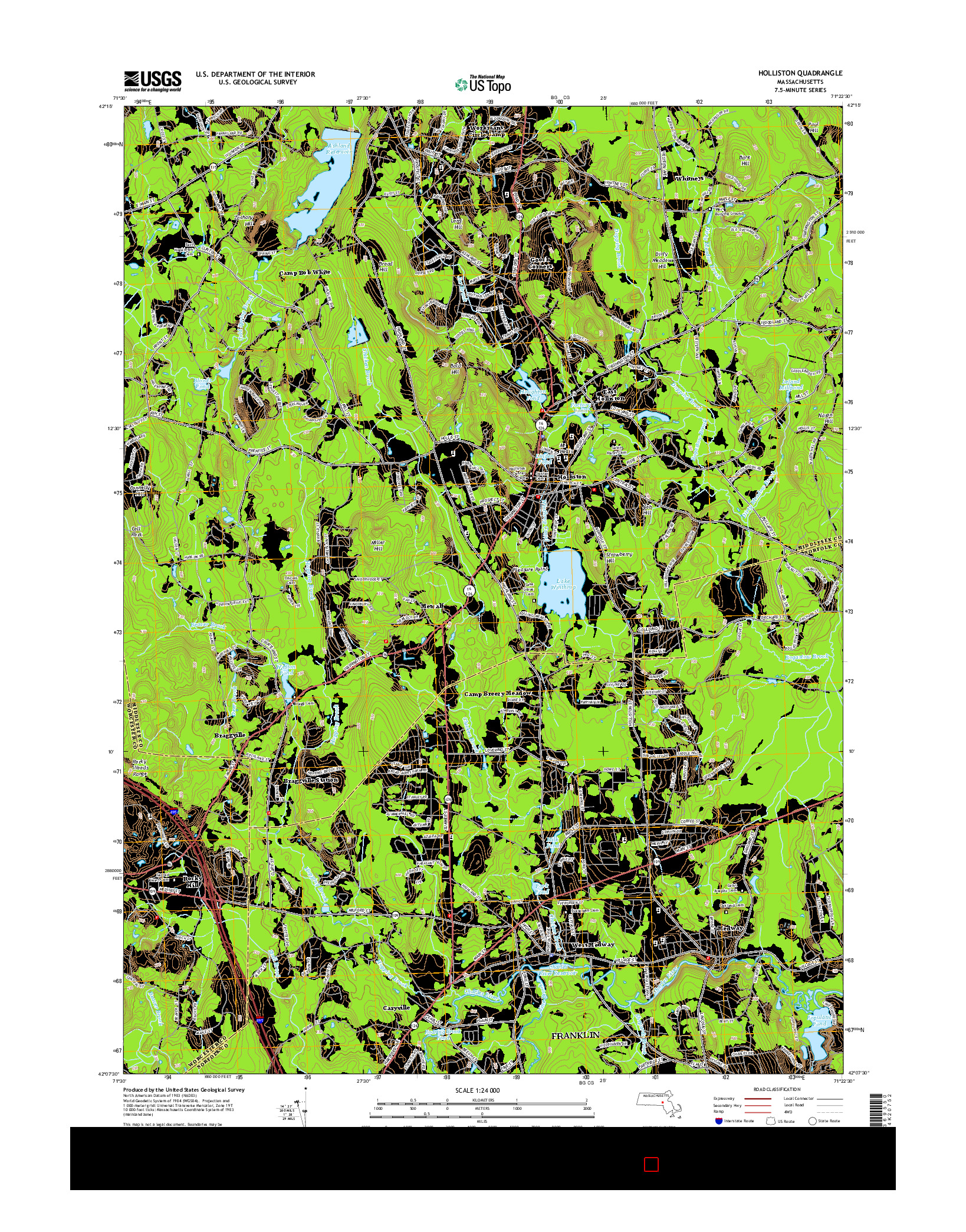 USGS US TOPO 7.5-MINUTE MAP FOR HOLLISTON, MA 2015