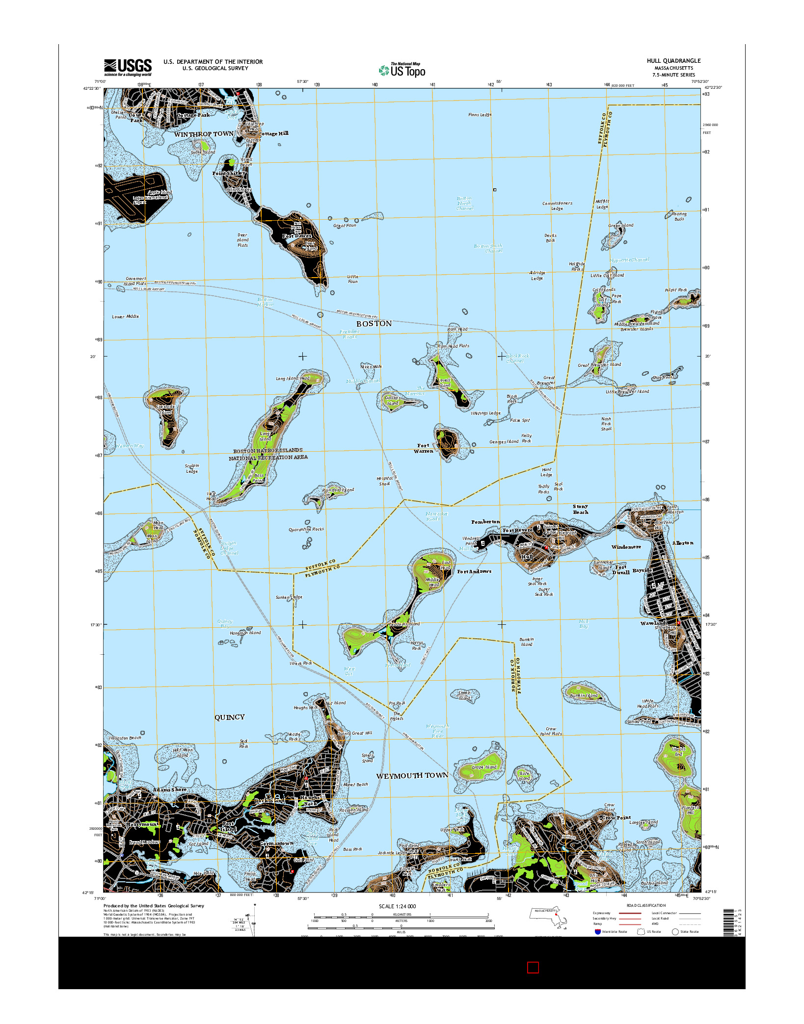 USGS US TOPO 7.5-MINUTE MAP FOR HULL, MA 2015