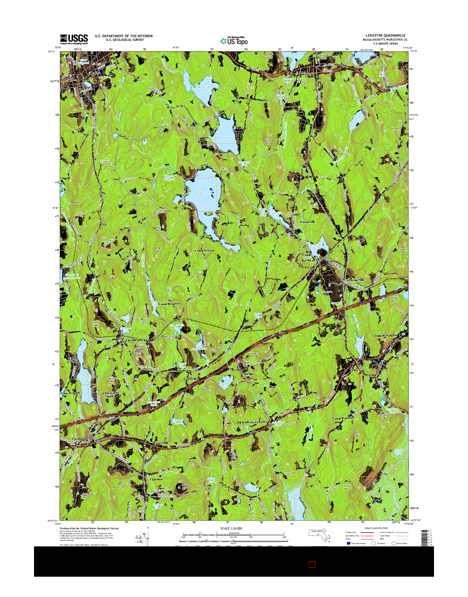 USGS US TOPO 7.5-MINUTE MAP FOR LEICESTER, MA 2015